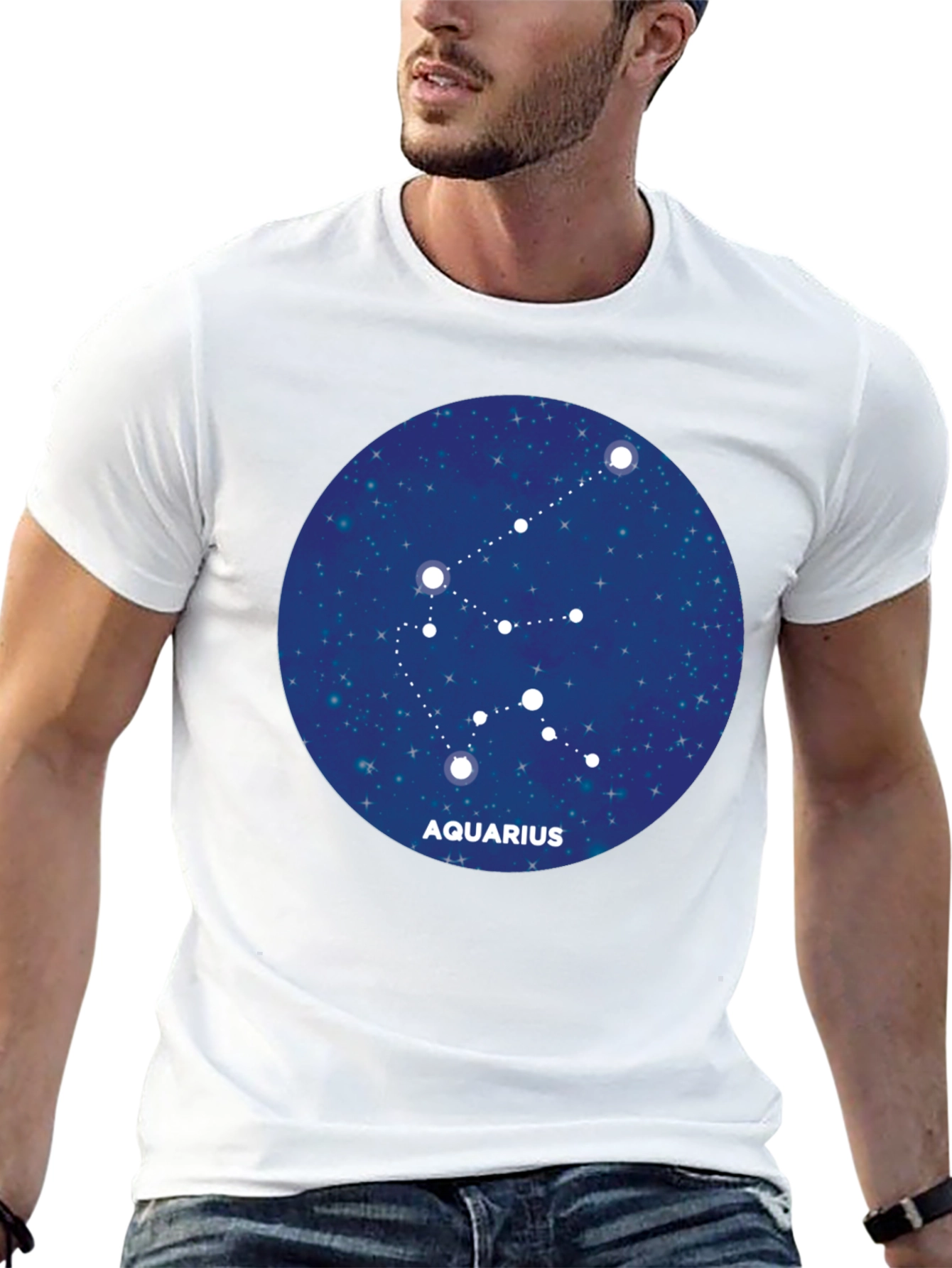 Aquarius Constellation Black T-Shirt
