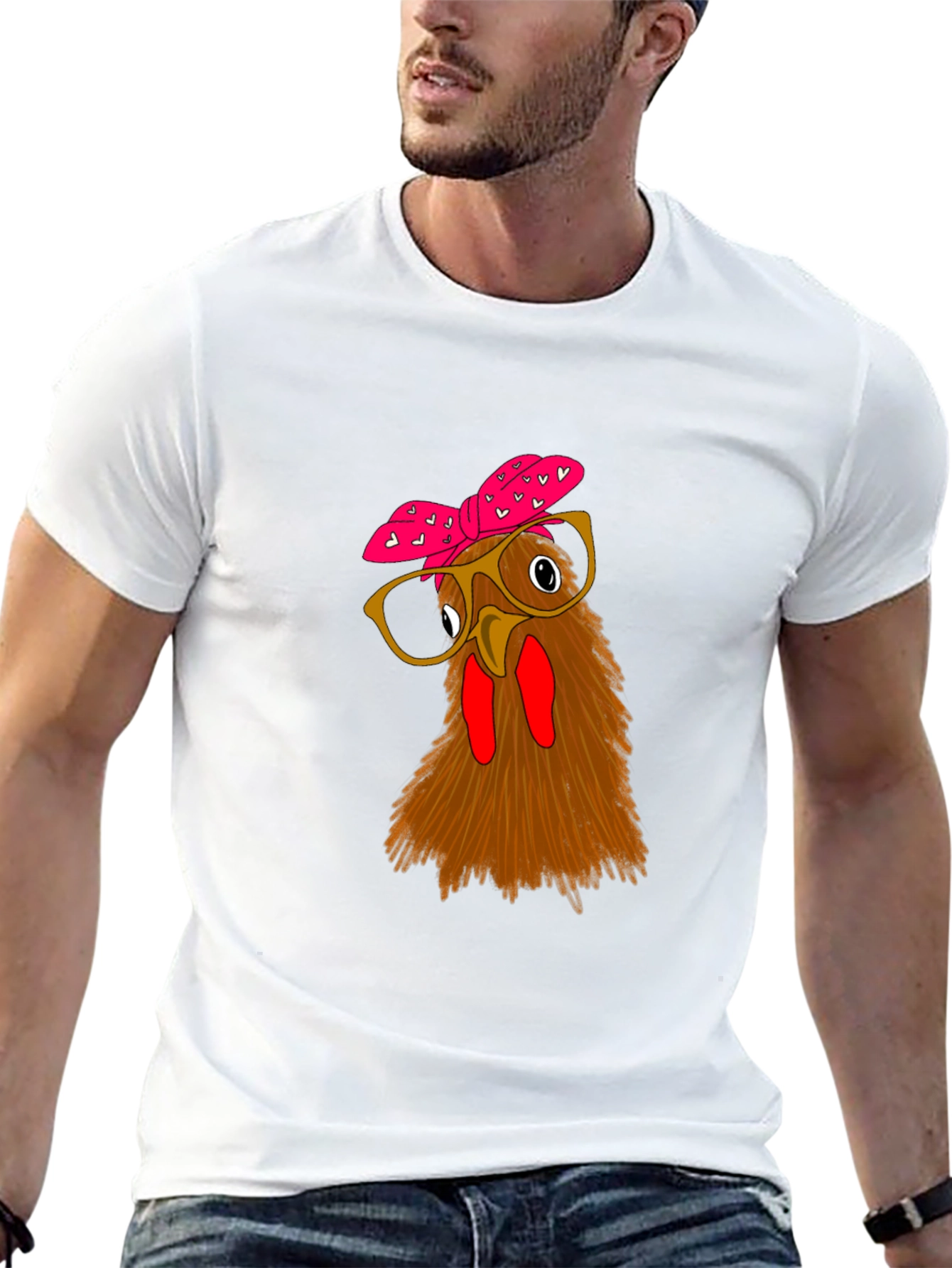 Funny Chicken with Glasses Black T-Shirt