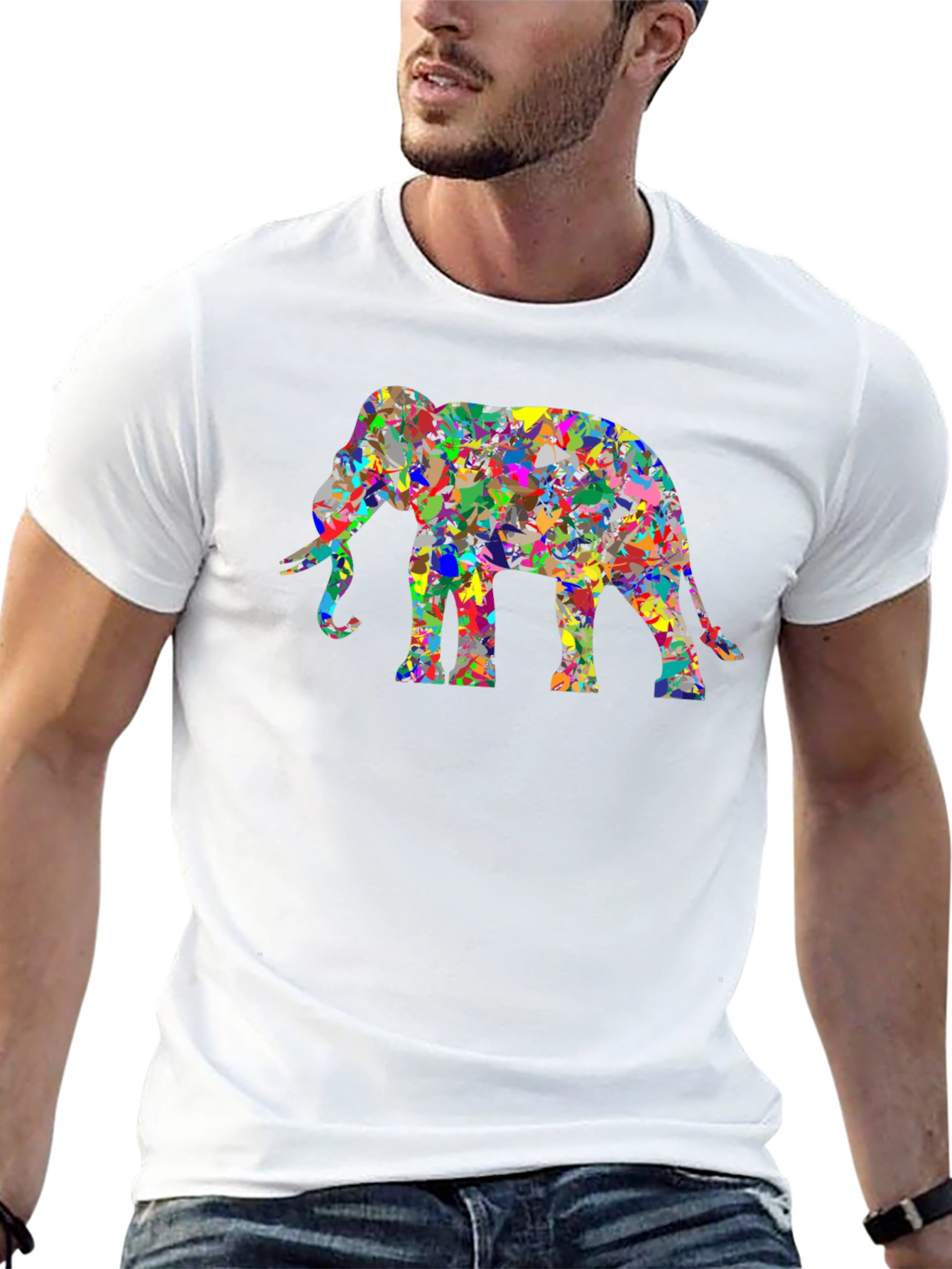 Abstract Elephant Graphic Black T-Shirt