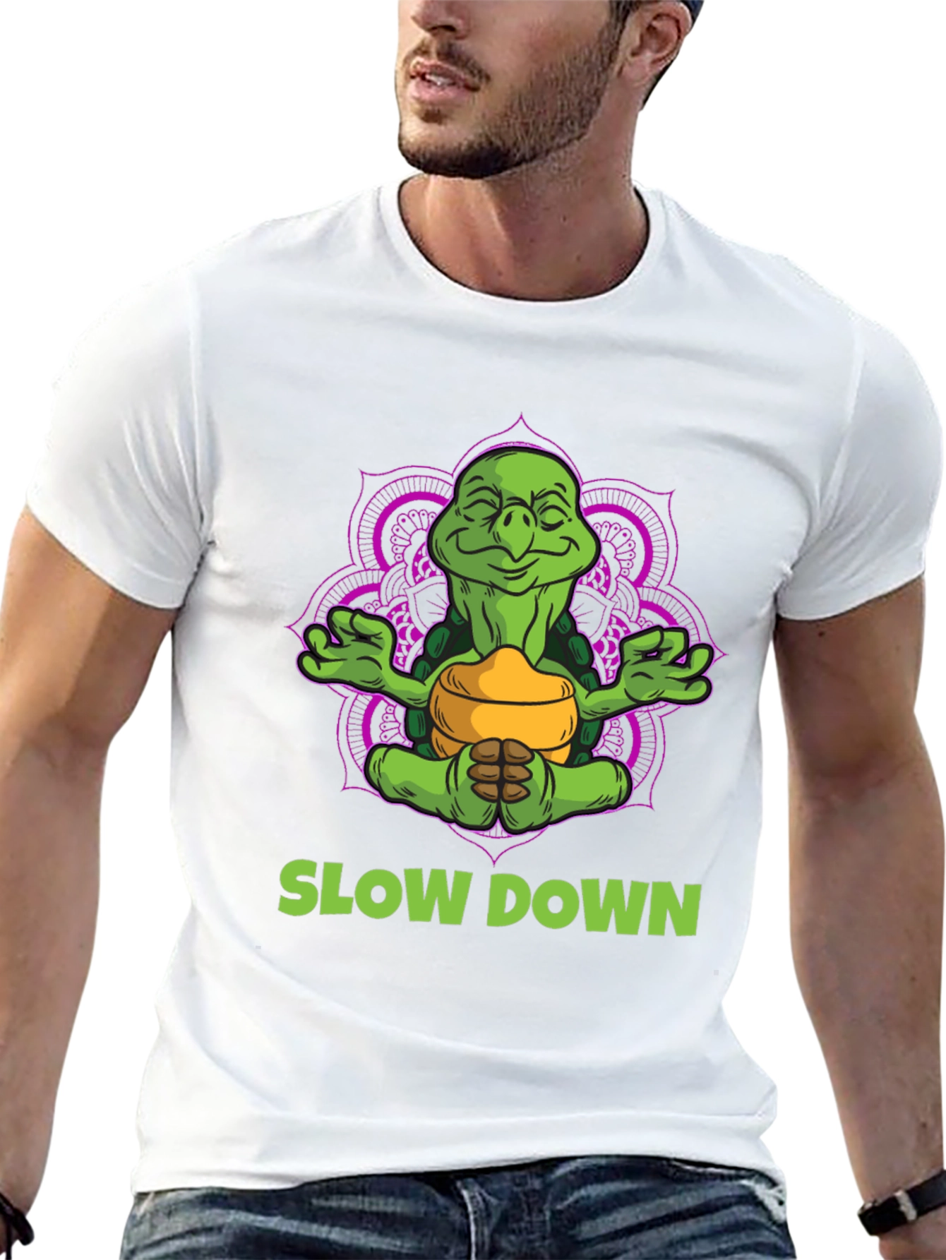 Meditating Turtle T-Shirt - Slow Down and Relax