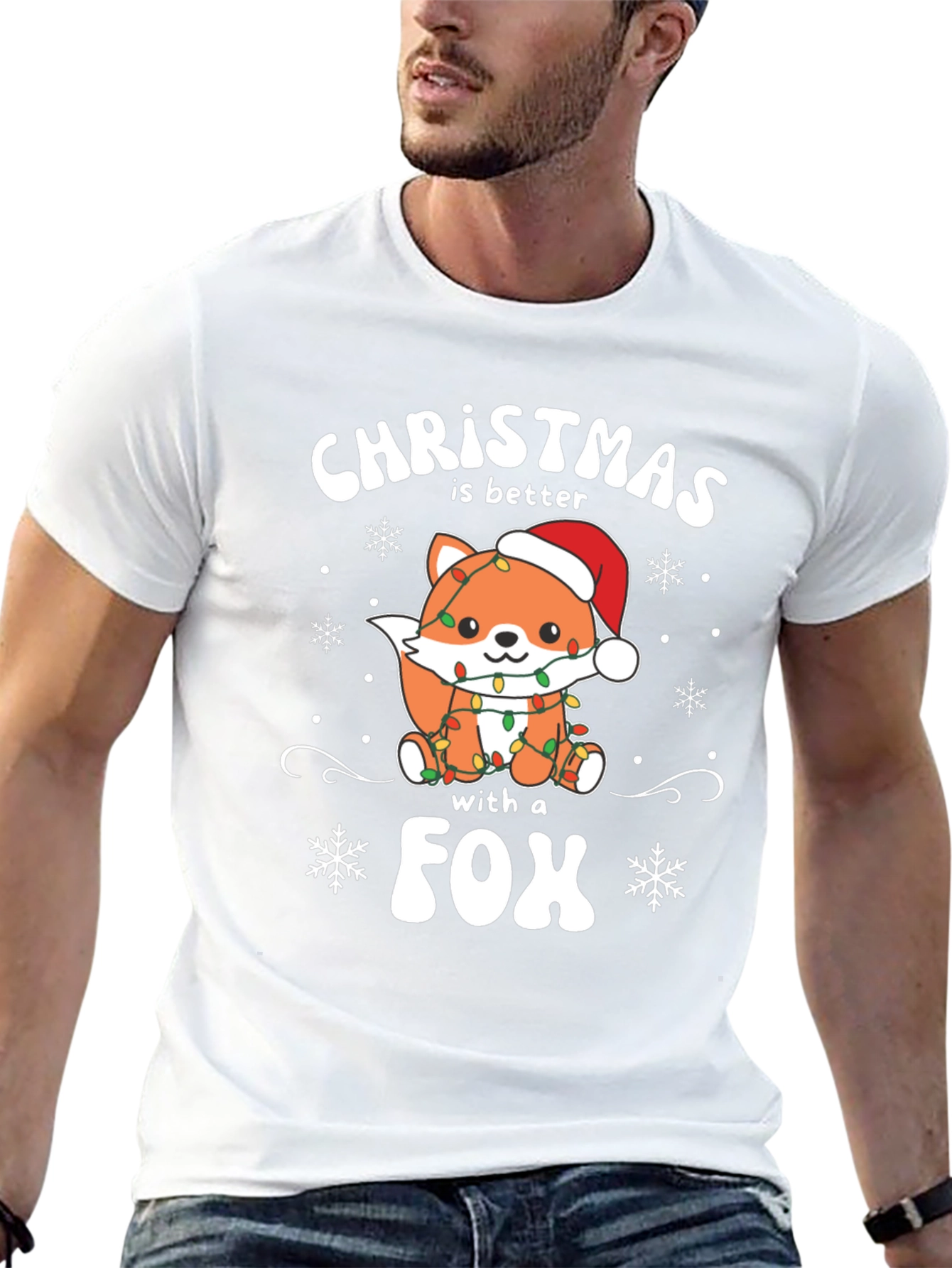 Christmas Fox T-Shirt - Holiday Graphic Tee