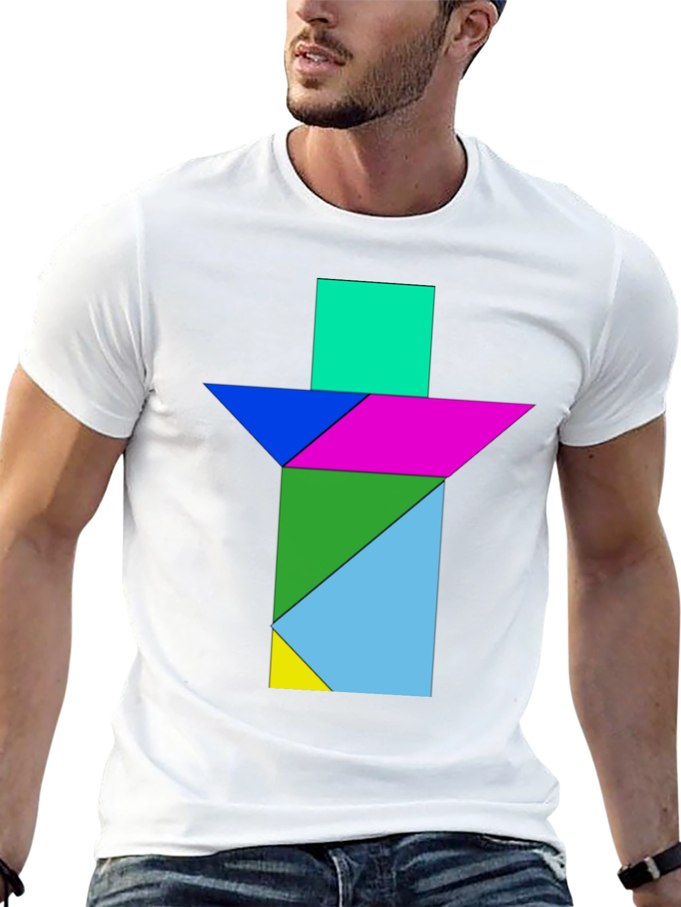 Geometric Tangram T-Shirt - Abstract Puzzle Design
