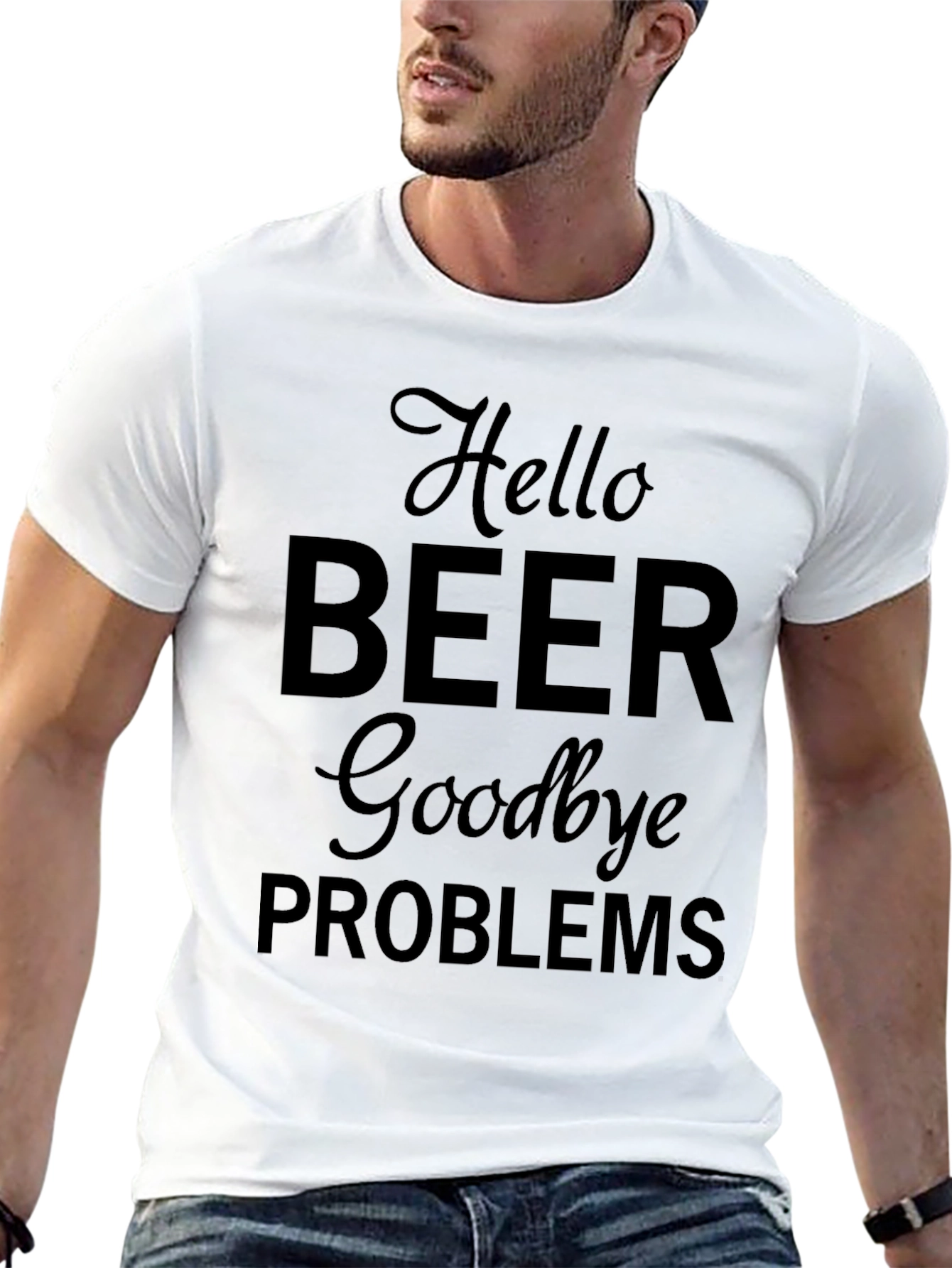 Hello Beer Goodbye Problems Black Graphic T-Shirt