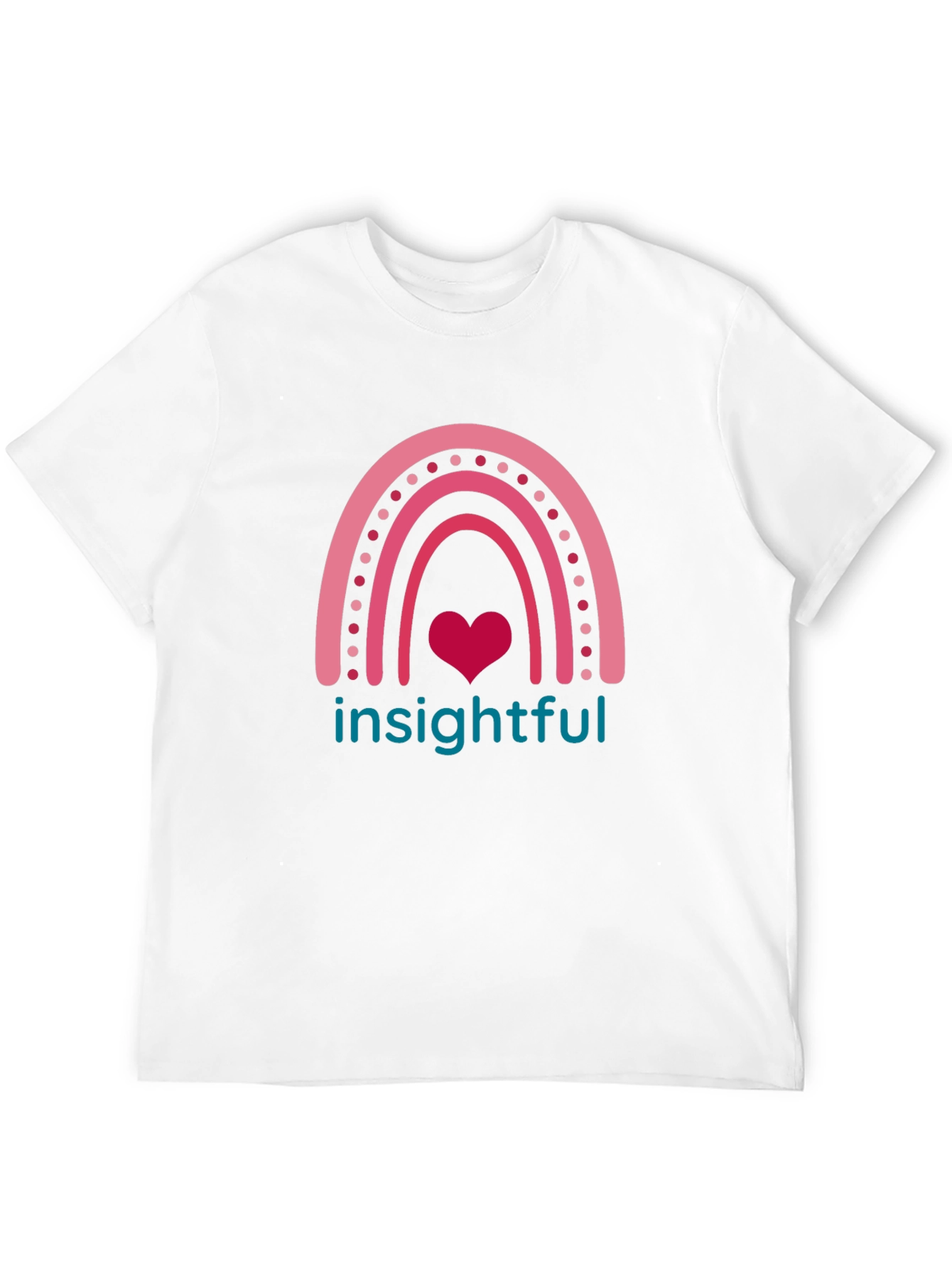 Insightful Rainbow Heart Tee - Black Casual T-Shirt