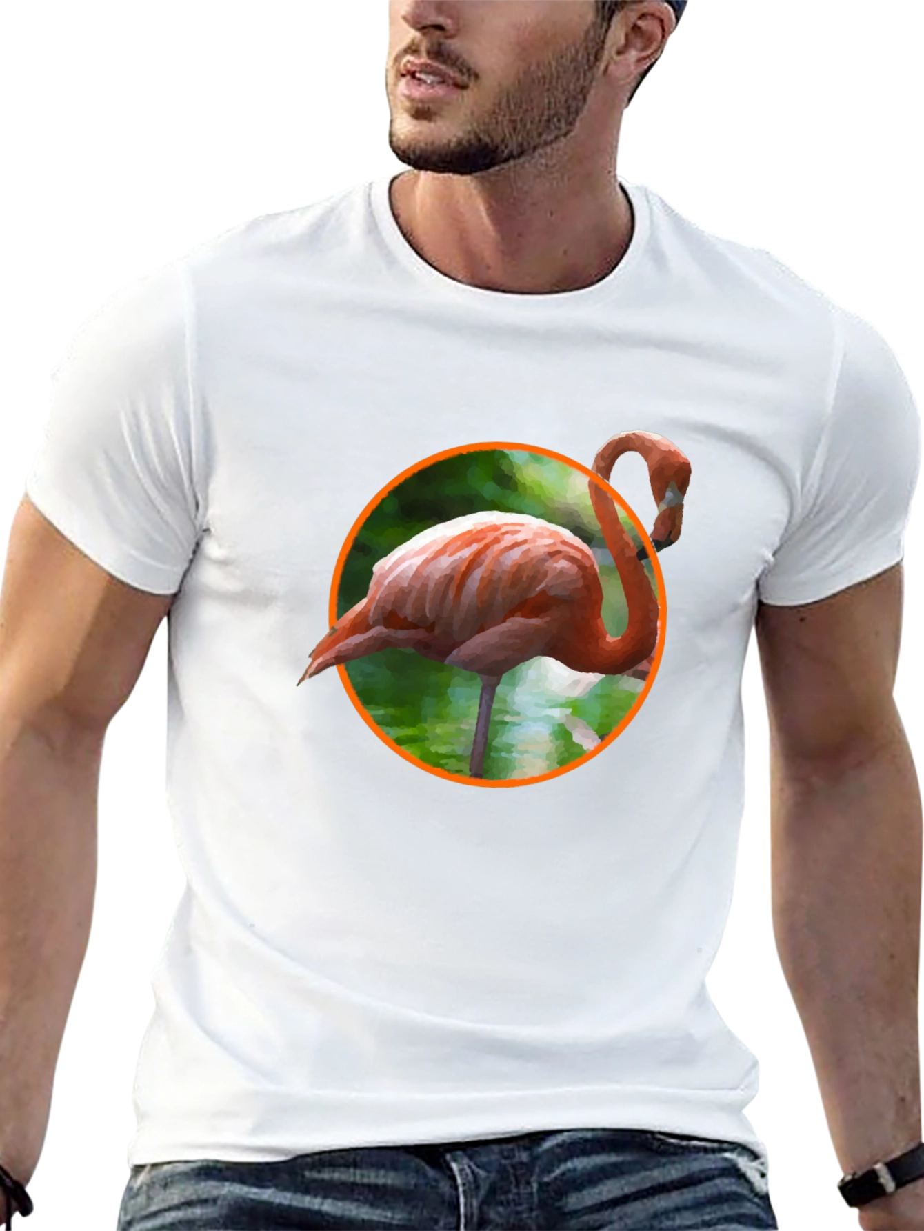 Flamingo Graphic Print Black T-Shirt