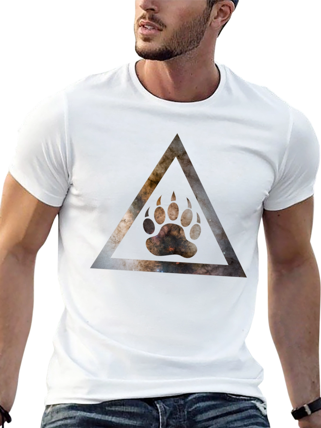 Cosmic Bear Paw Triangle Graphic T-Shirt