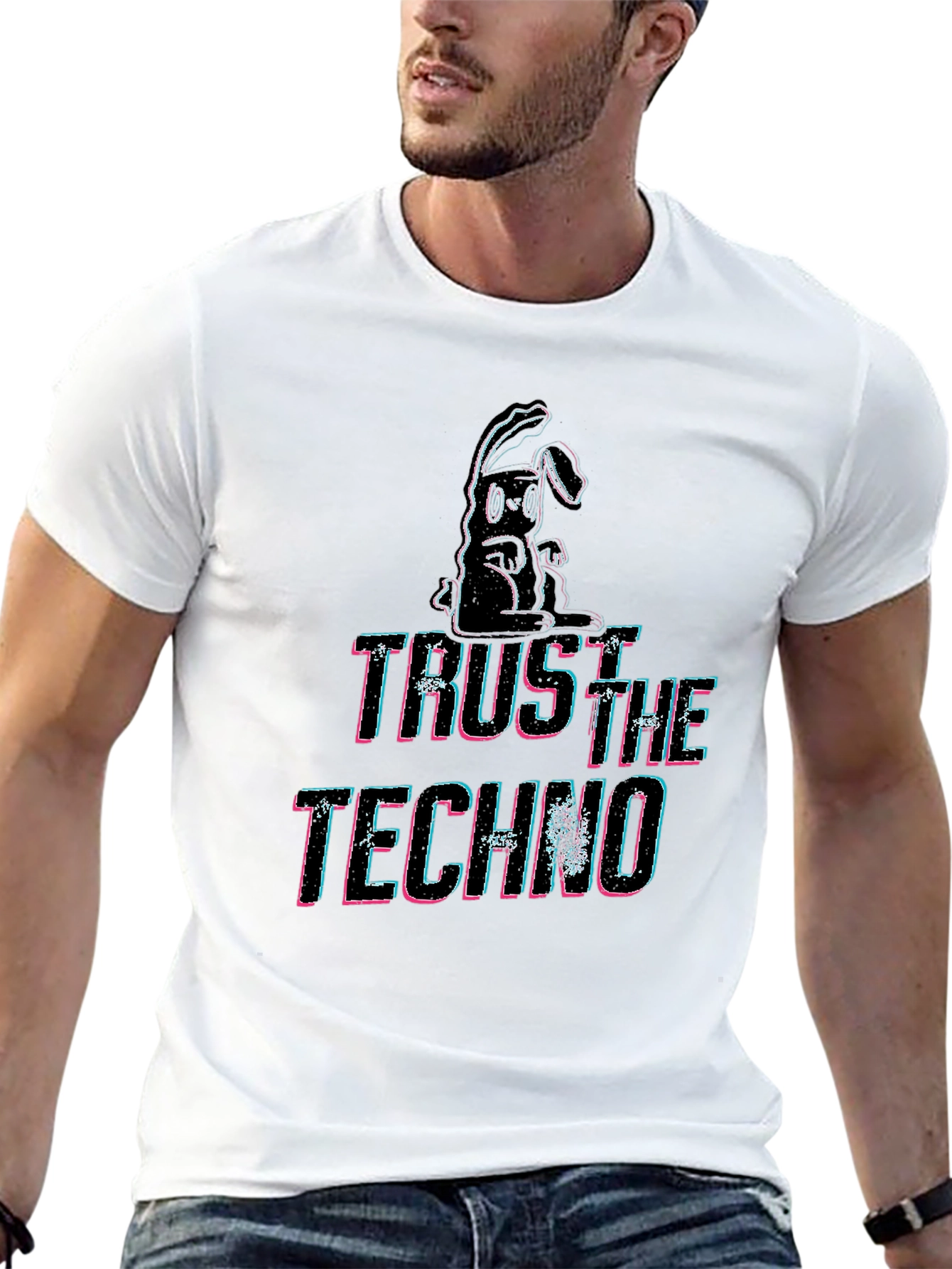 Trust the Techno Graphic Print Black T-Shirt
