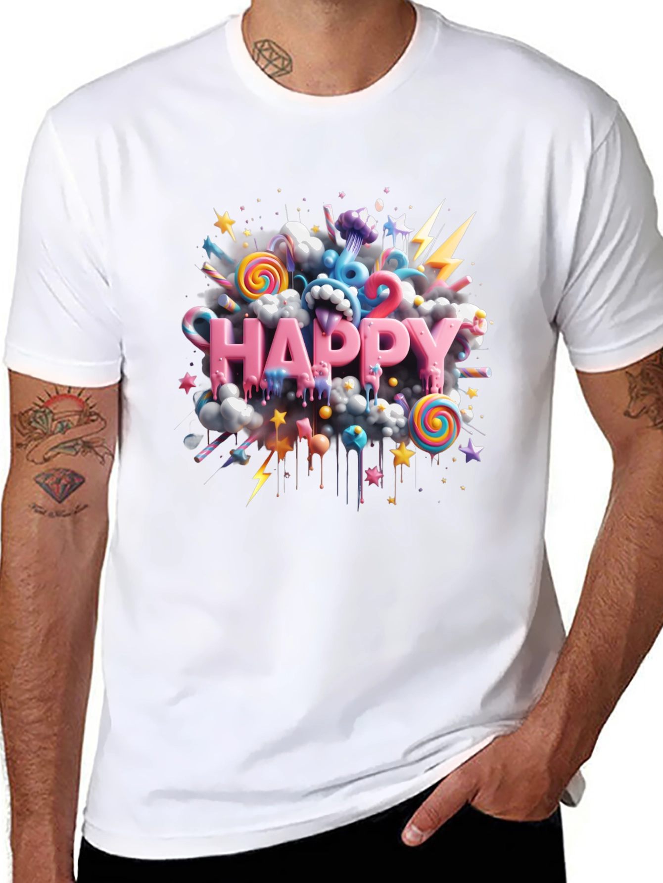 Happy Candy Burst Graphic T-Shirt
