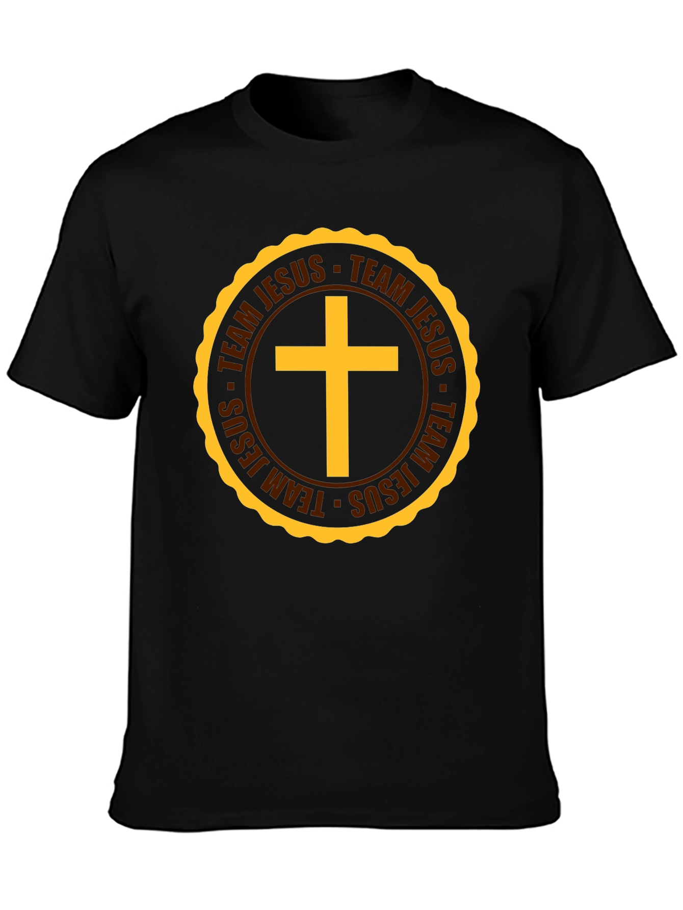 Team Jesus Christian T-Shirt Gold Cross Black Tee