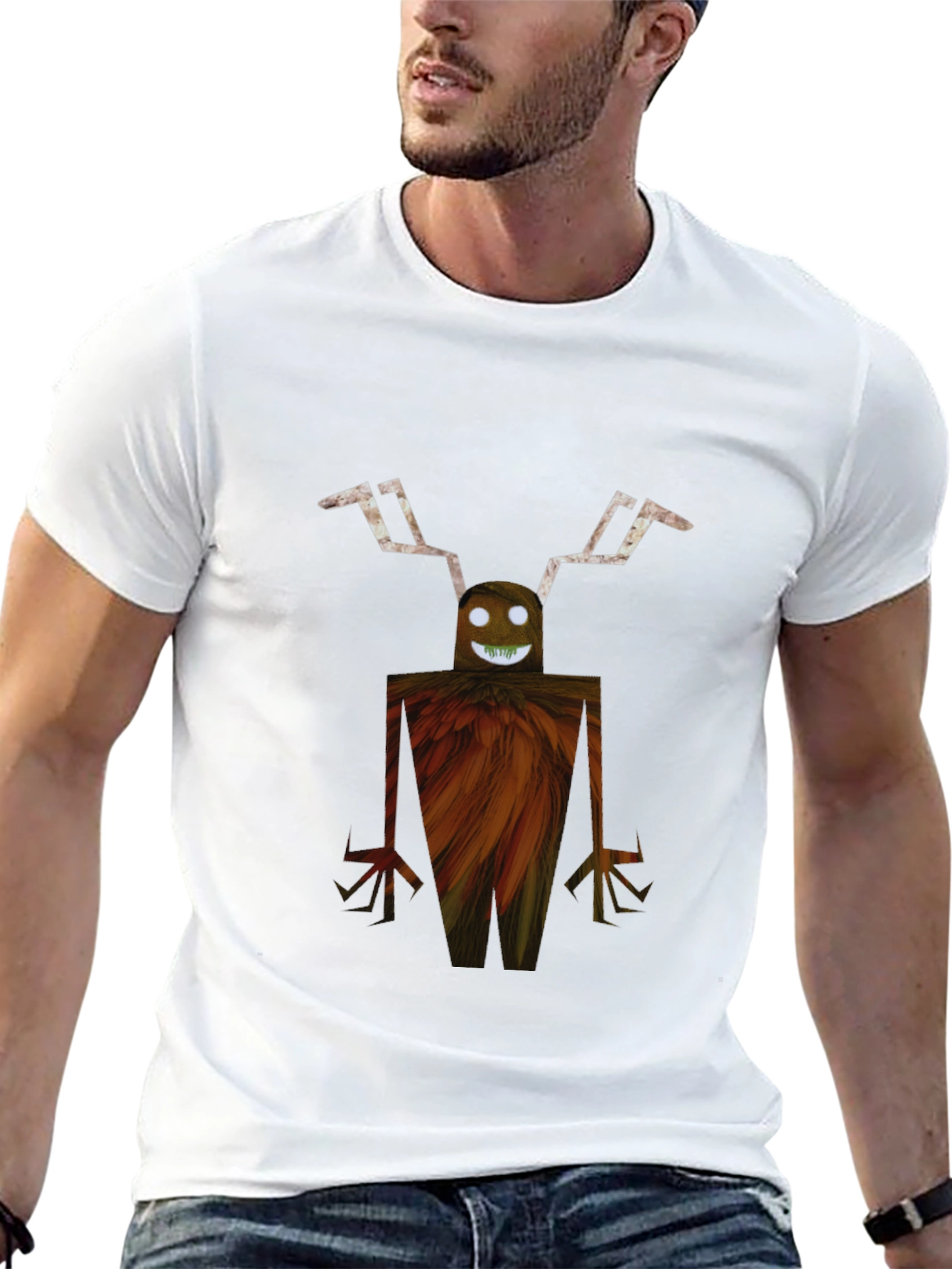 Unique Graphic Tee - Monster Design Black T-Shirt