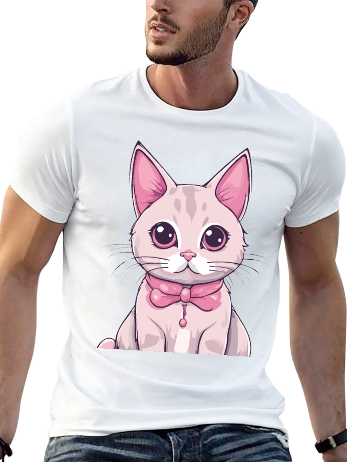 Cute Kitten Graphic T-Shirt - Black