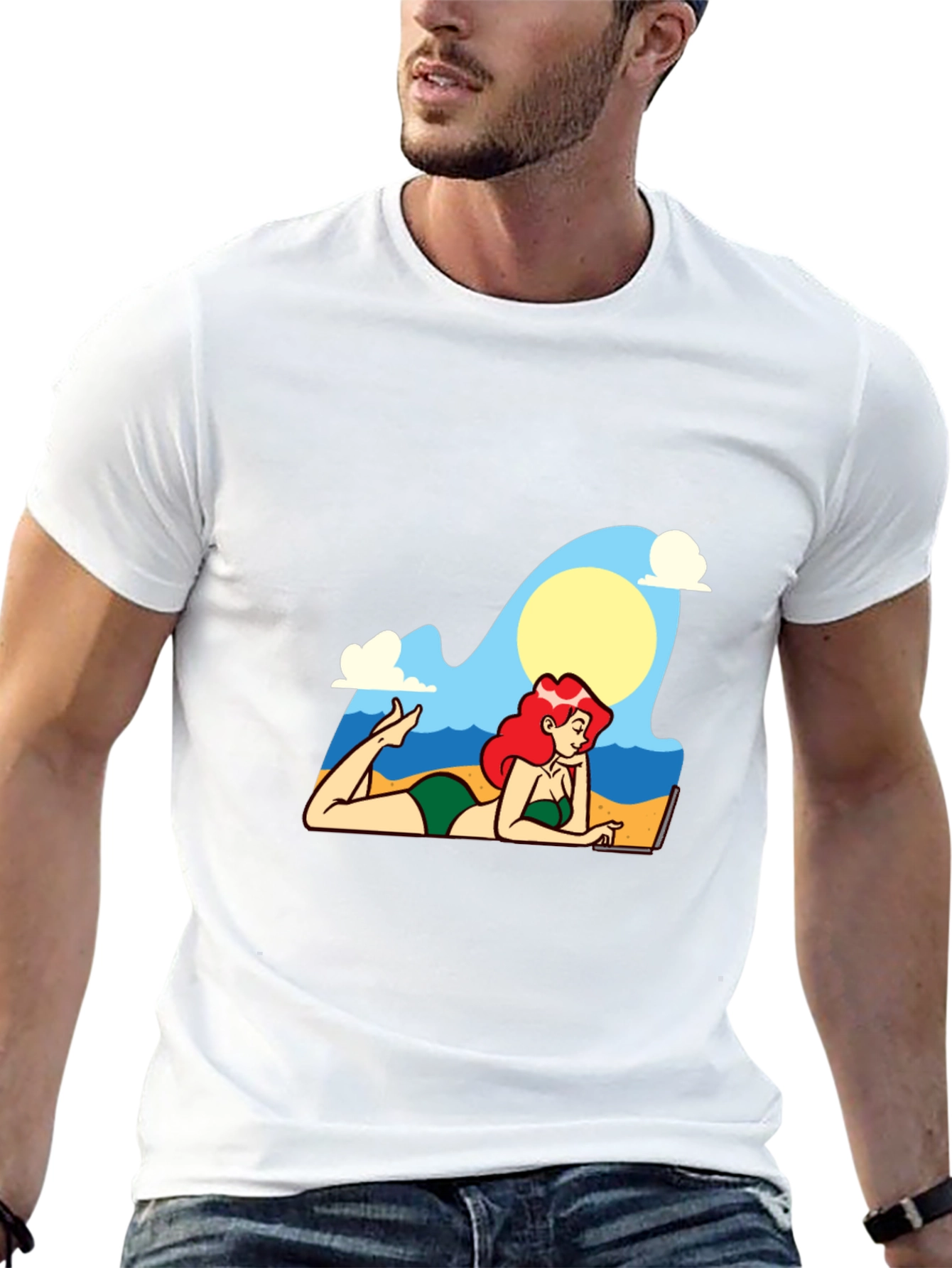 Ariel on the Beach Graphic T-Shirt - Black