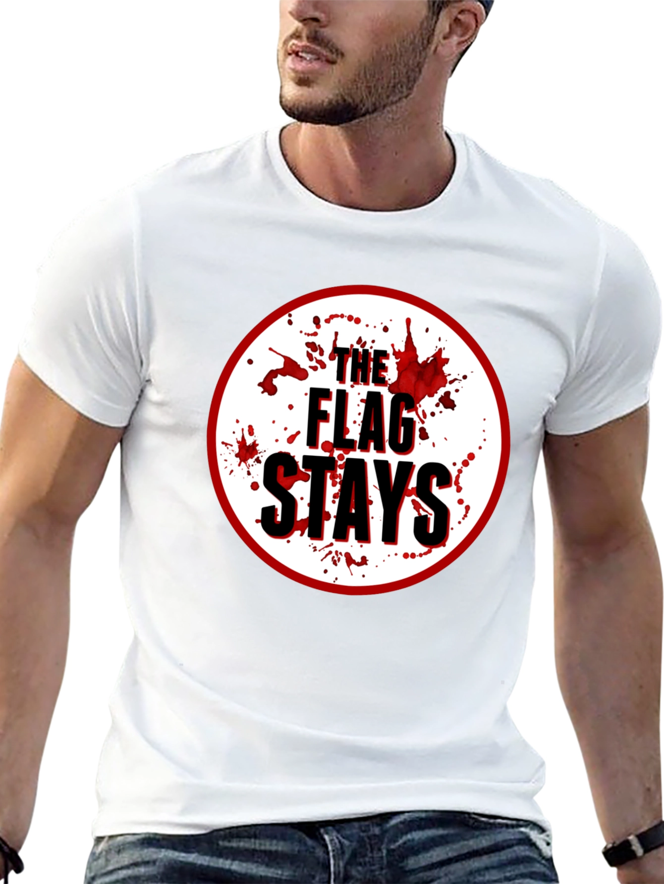 The Flag Stays Graphic Print Black T-Shirt