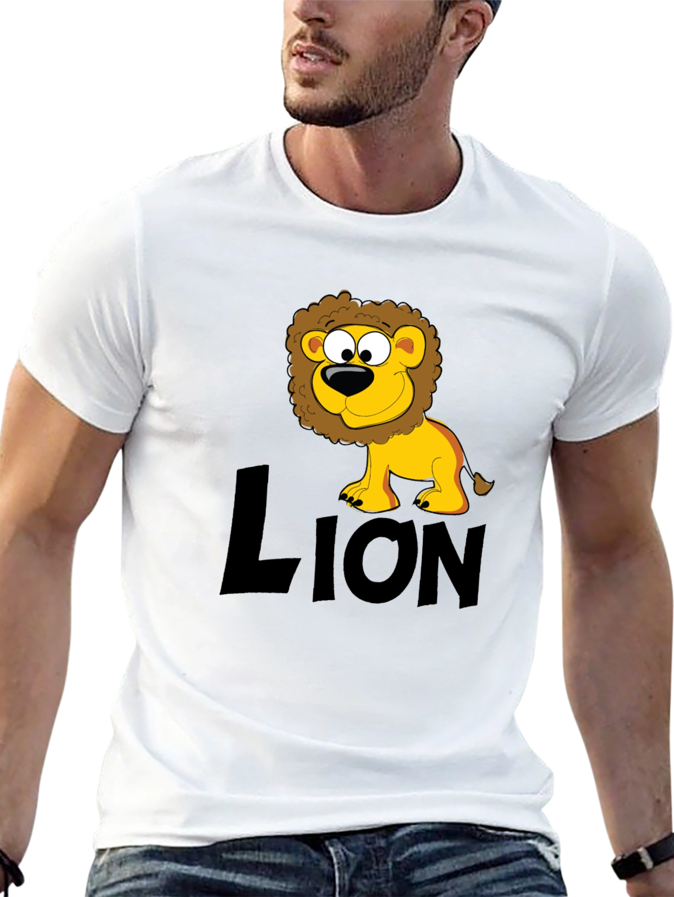 Lion Cartoon Black T-Shirt