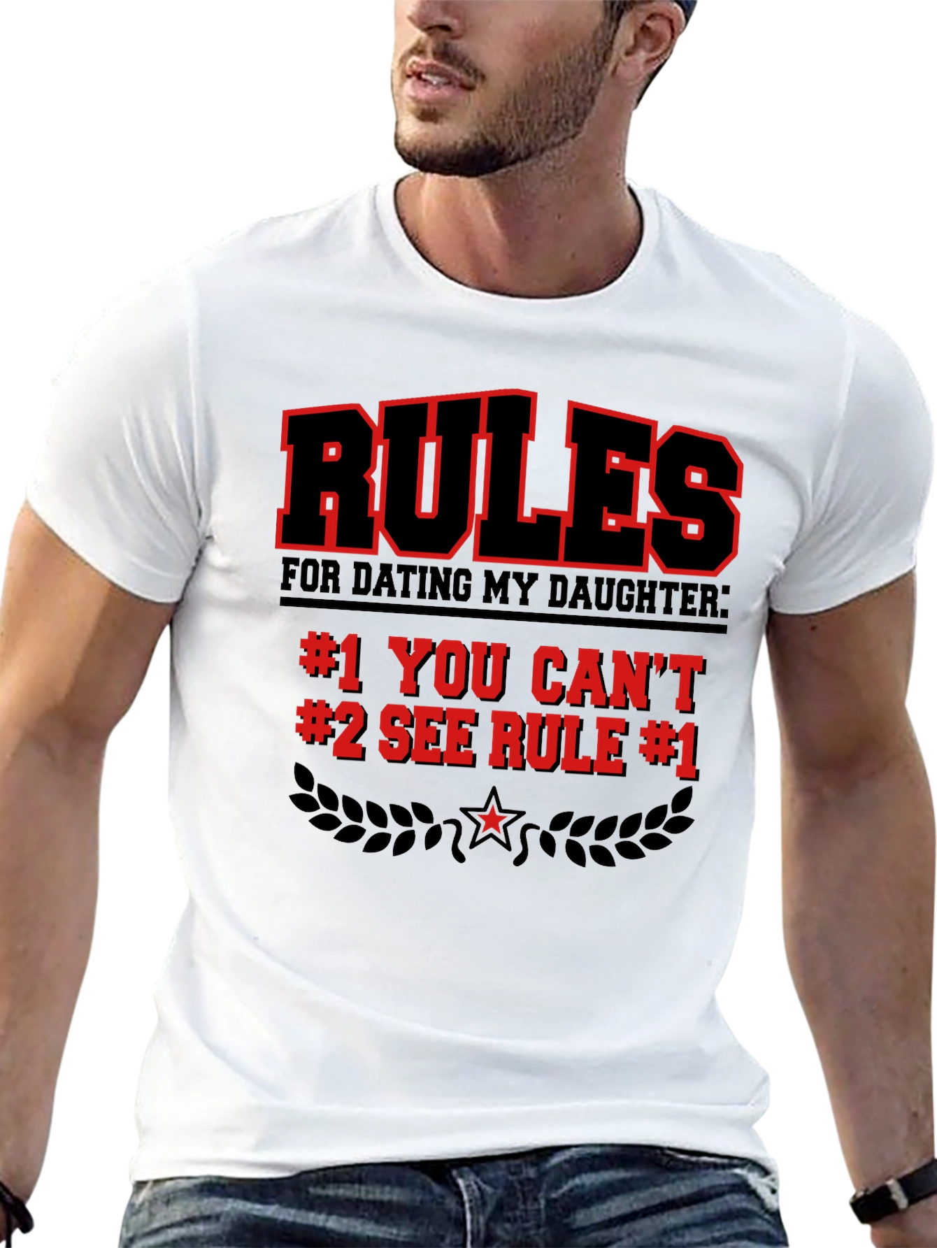 Dating My Daughter Rules Black Graphic T-Shirt
