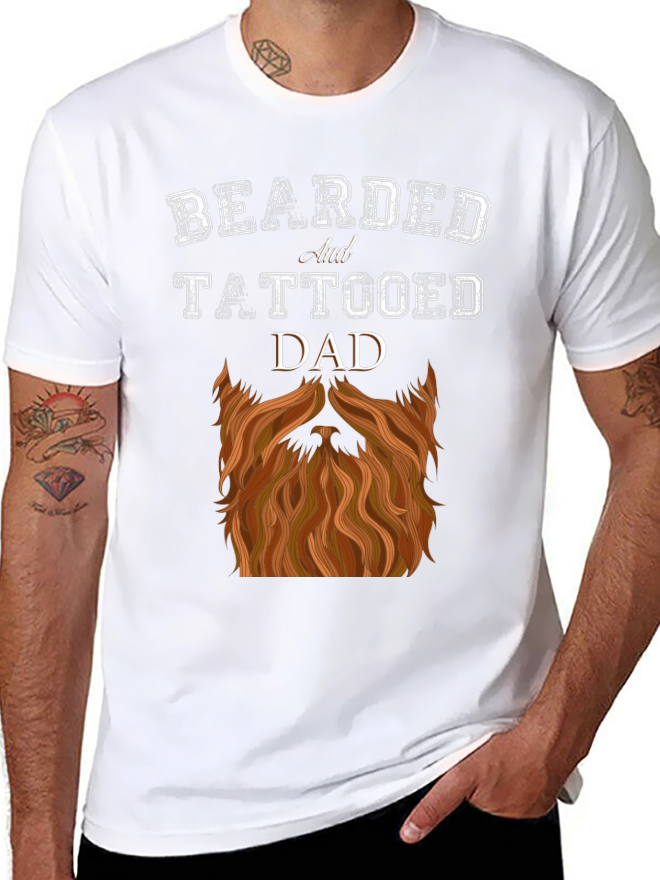 Bearded and Tattooed Dad Graphic T-Shirt