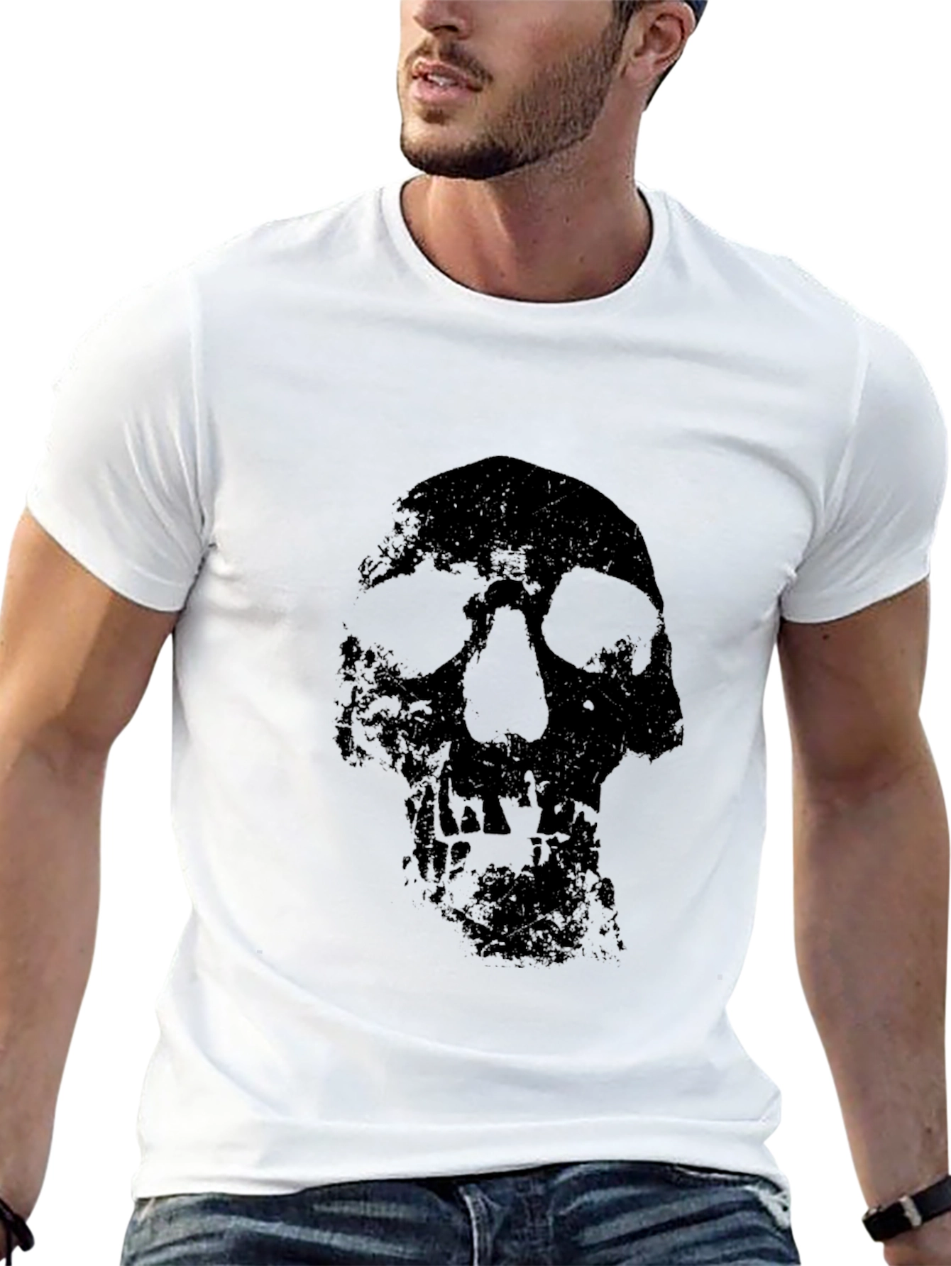 Black Skull Graphic Tee - Mens Crewneck T-Shirt
