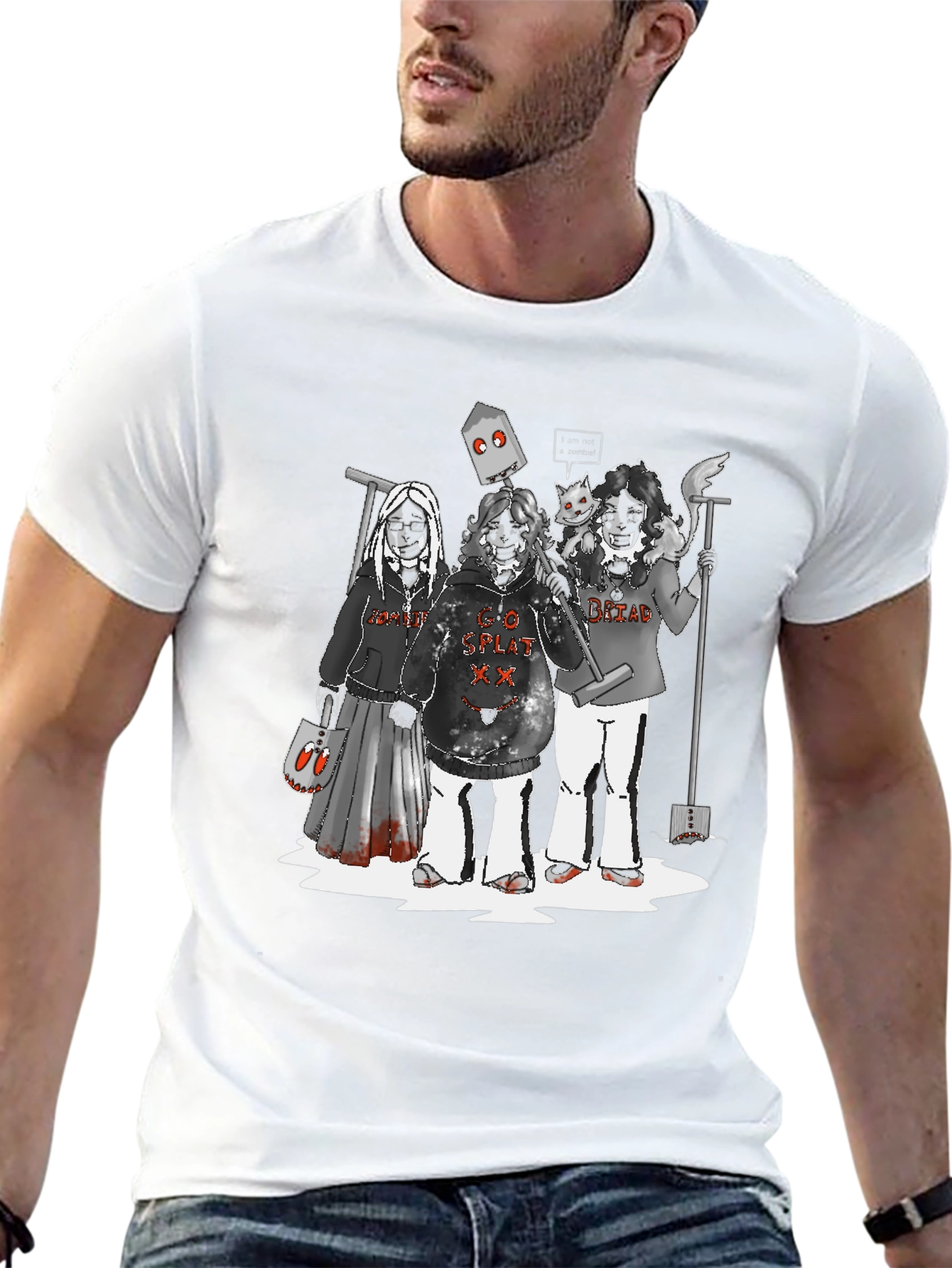 Spooky Black T-Shirt with Graphic Print