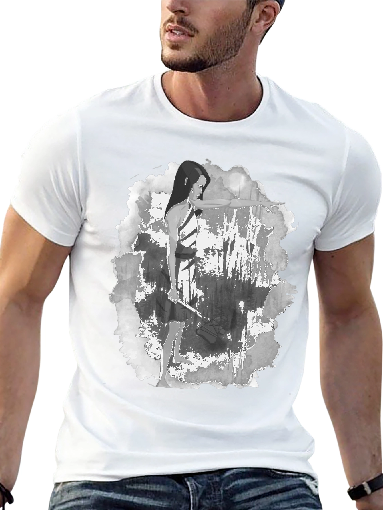 Archer Graphic Tee - Black Cotton Blend