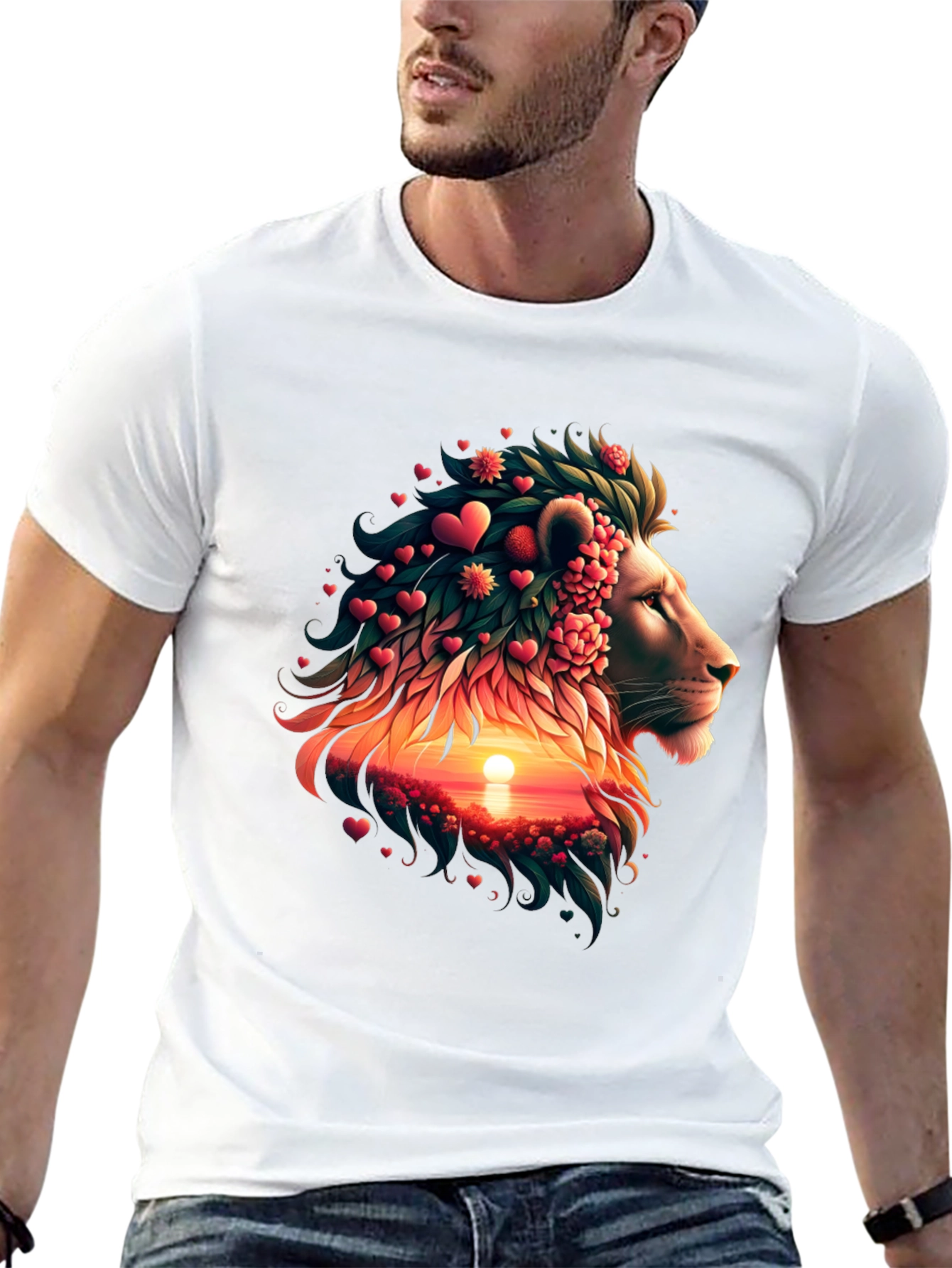 Lion Heart Sunset Graphic T-Shirt
