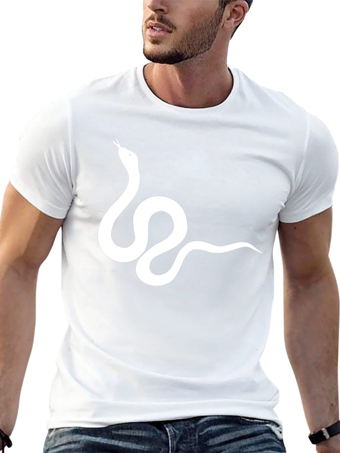 Snake Graphic Tee - Black Cotton T-Shirt