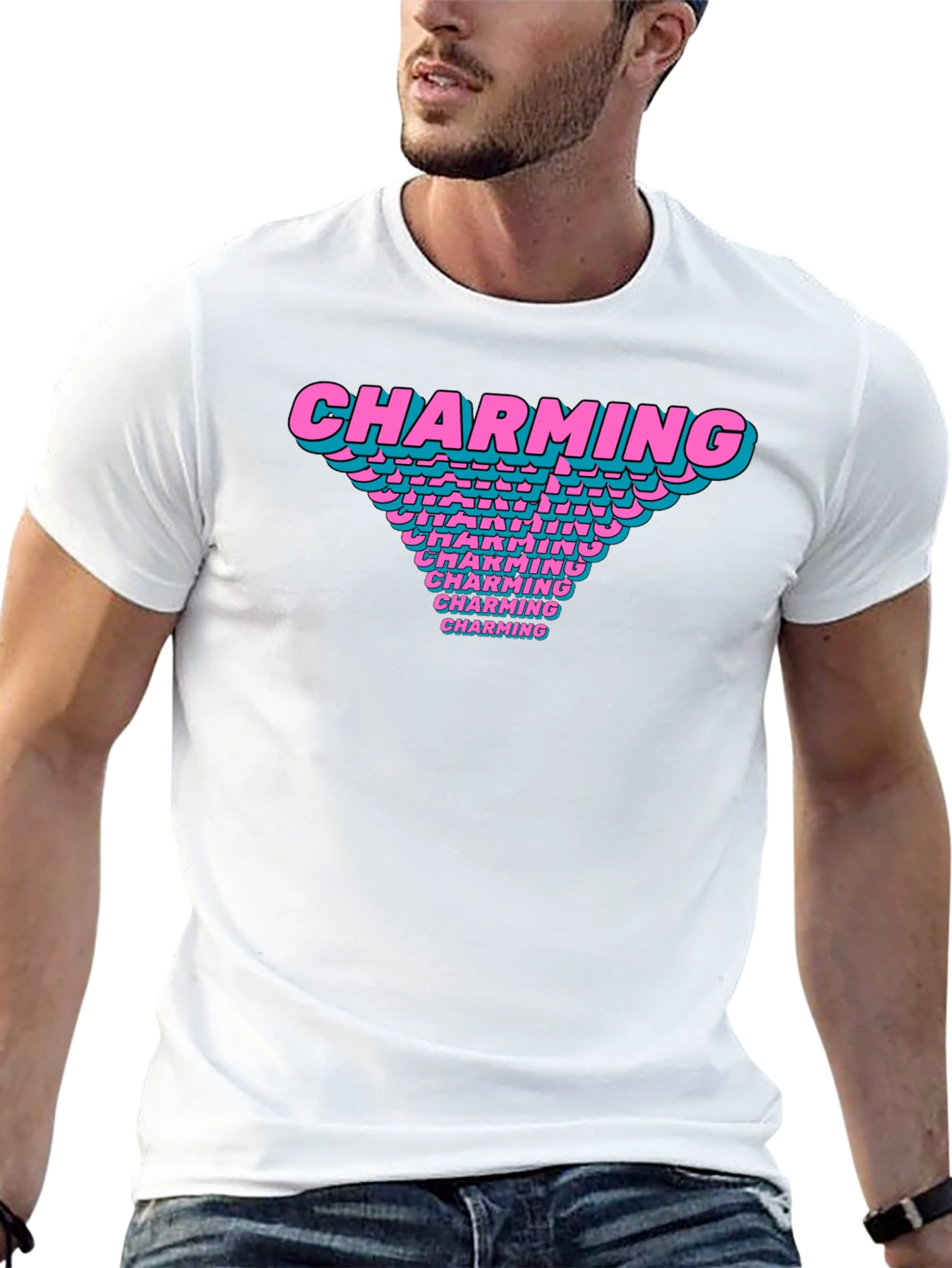 Charming Graphic T-Shirt Black Cotton Casual Tee