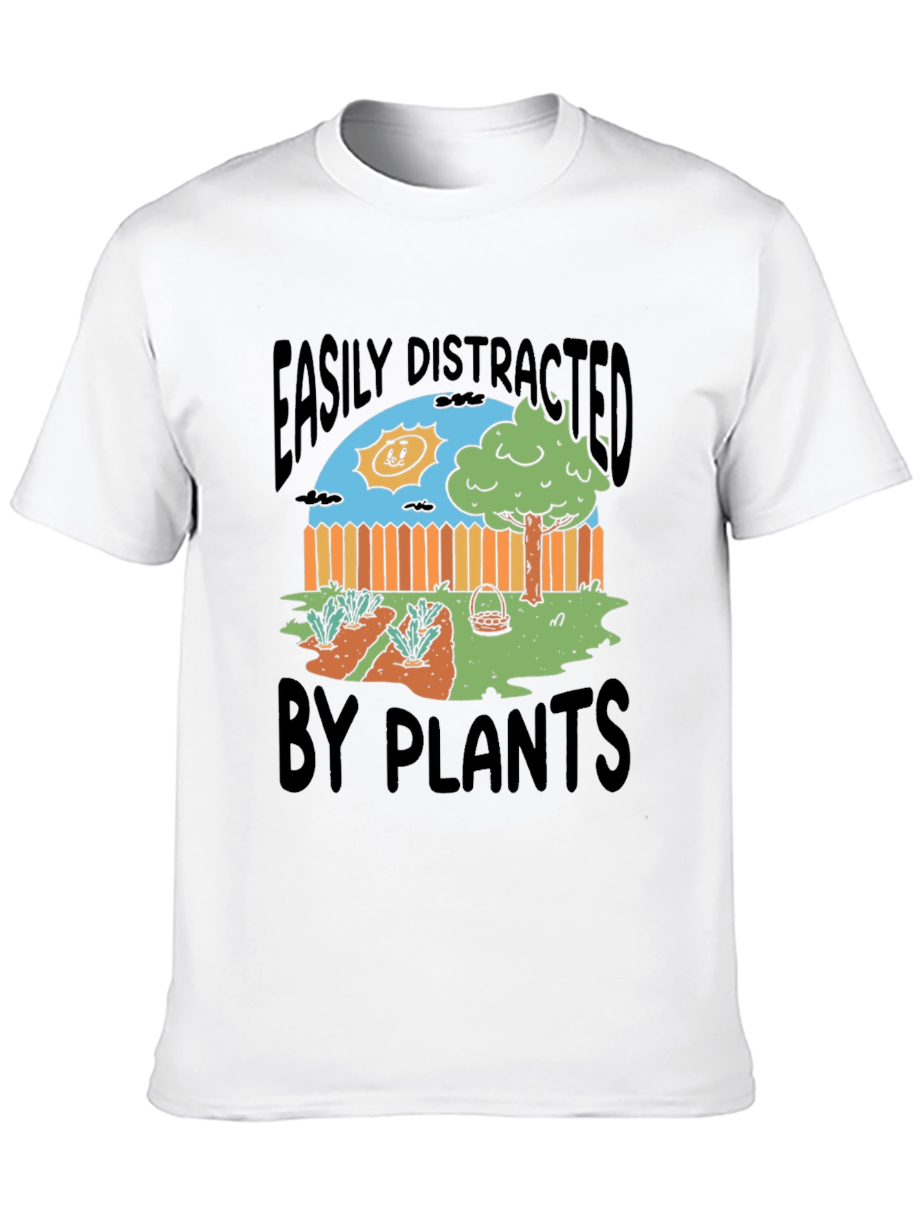 Easily Distracted by Plants Funny Graphic T-Shirt