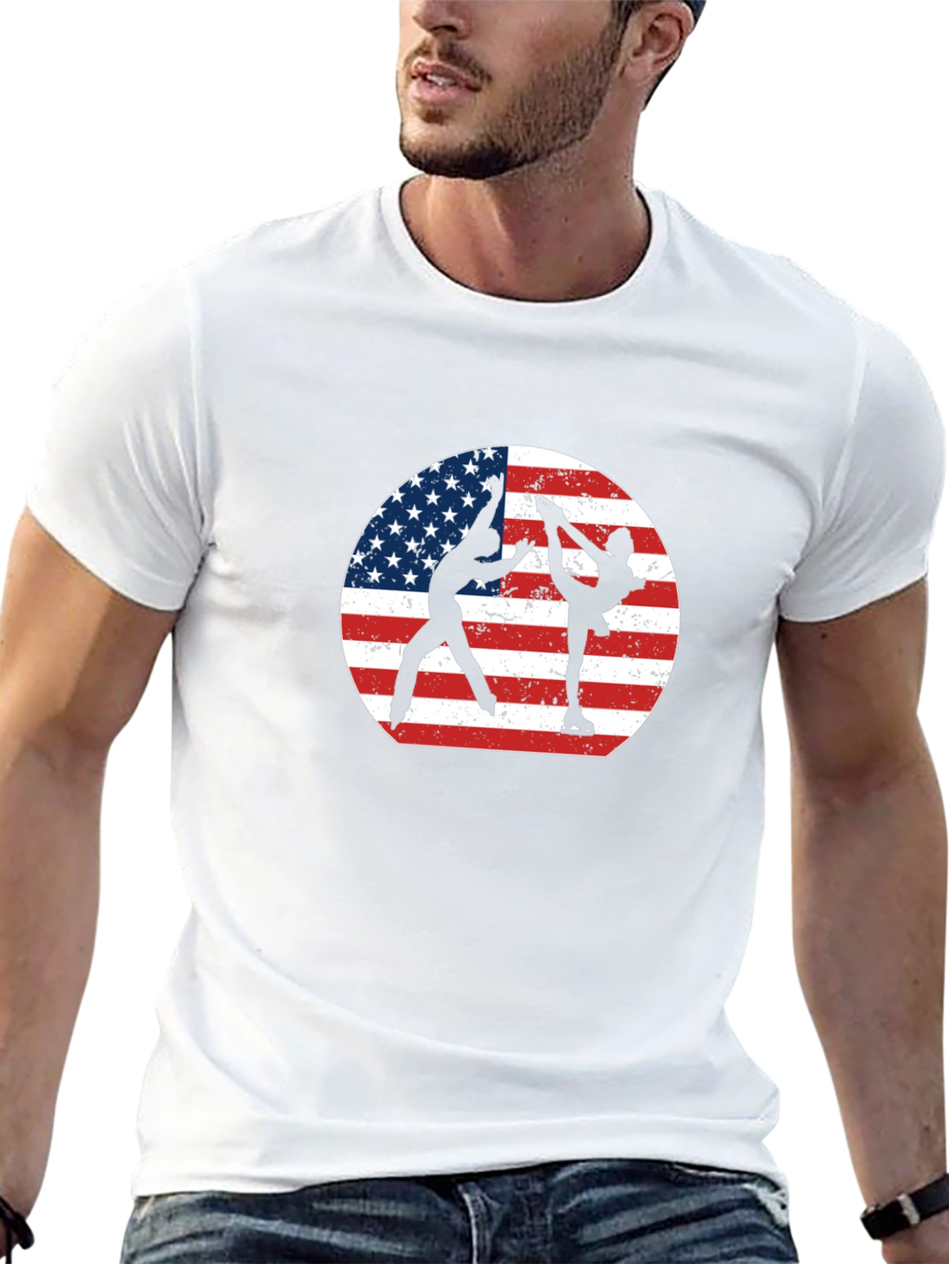 Figure Skating USA Flag Graphic Tee