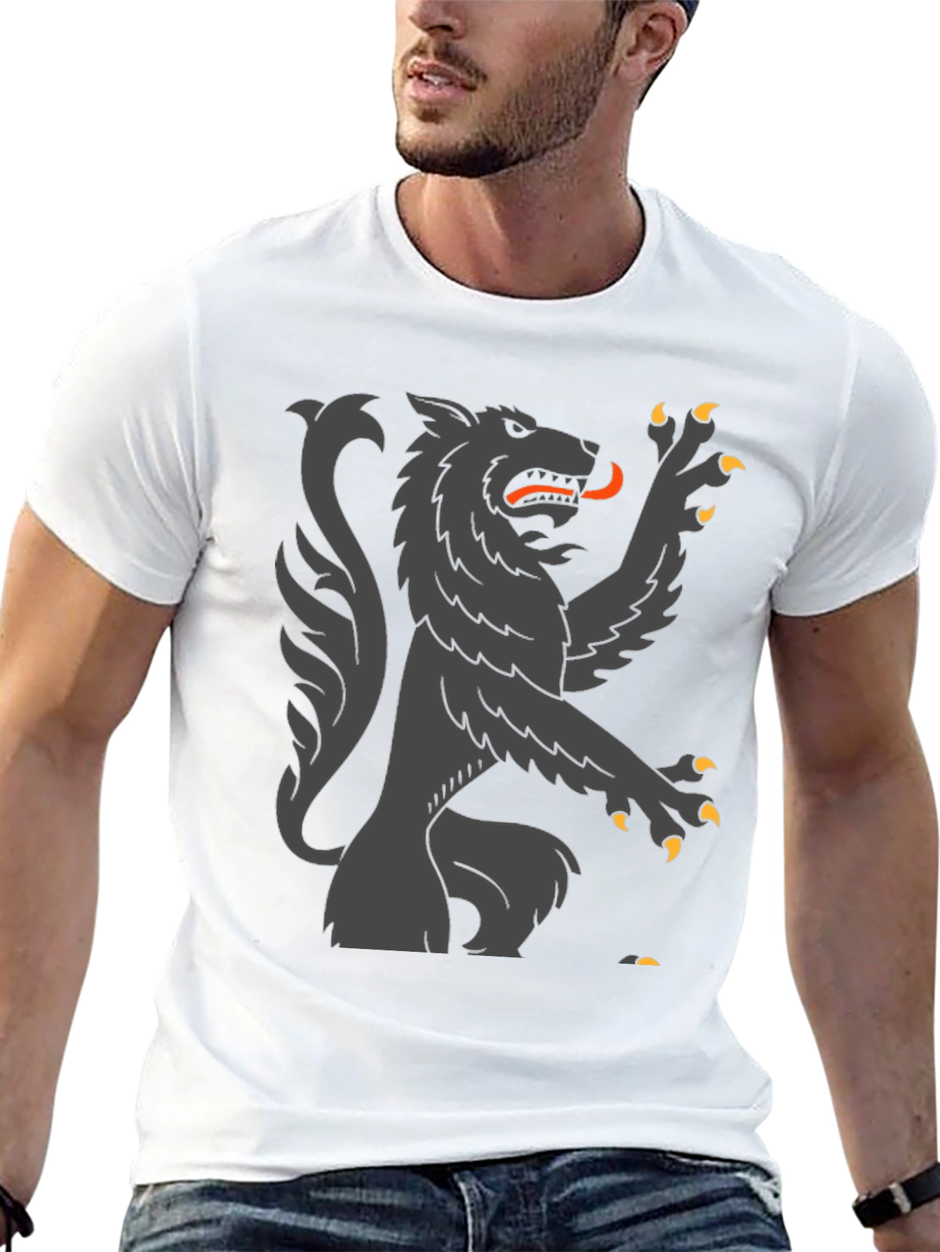 Wolf Rampant Graphic Tee - Black Cotton T-Shirt