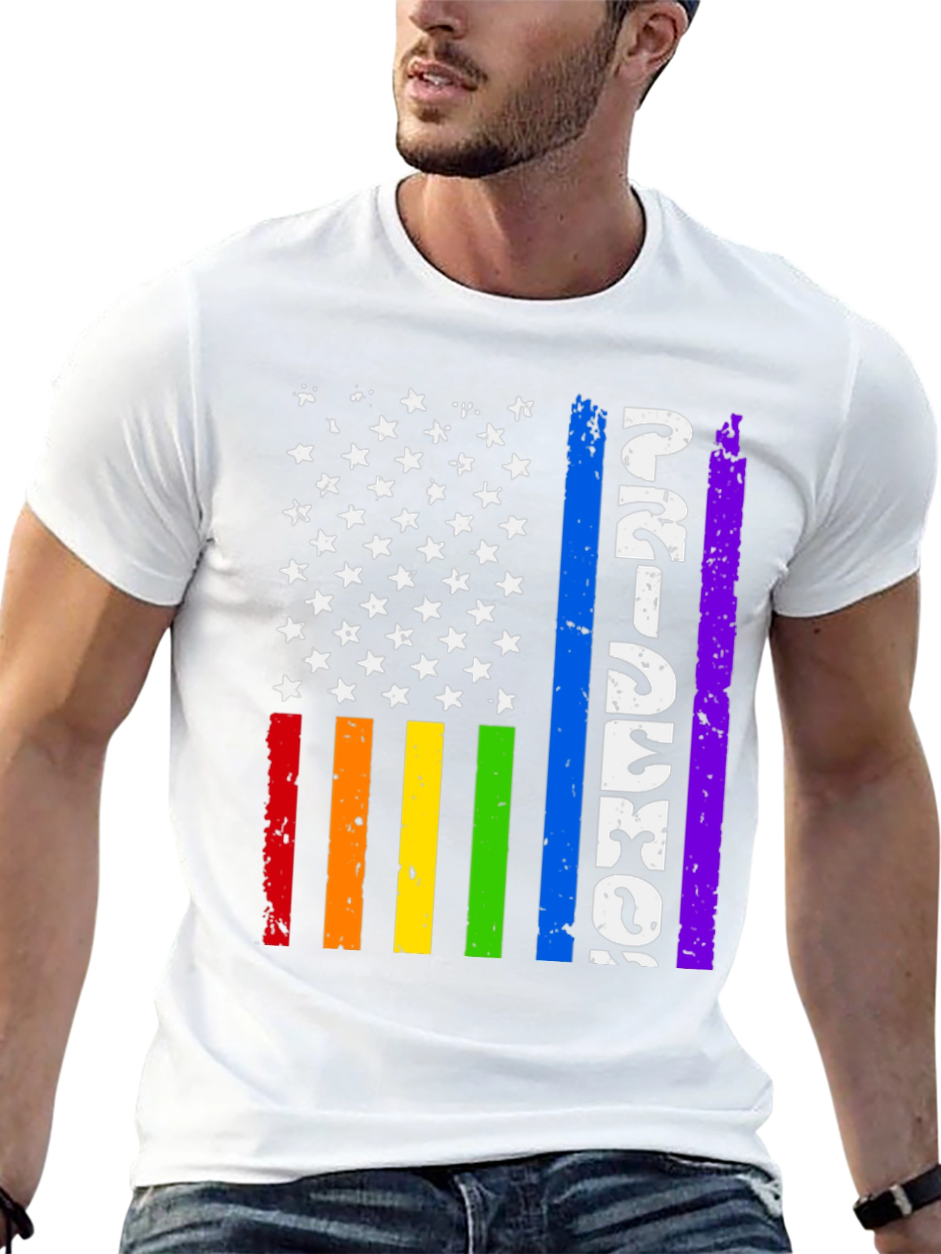 Pride American Flag Graphic Tee - Black
