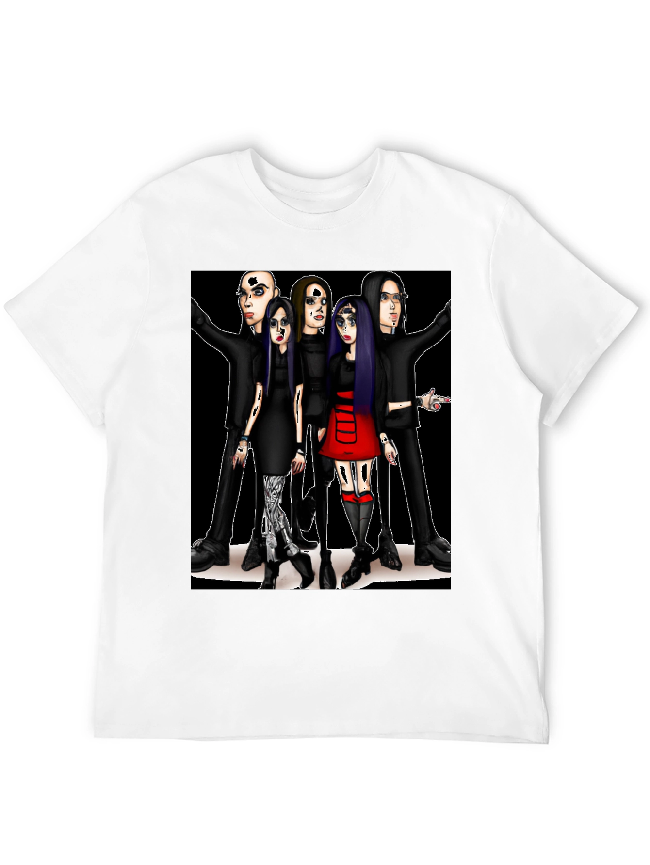 Cartoon Band Graphic T-Shirt Black
