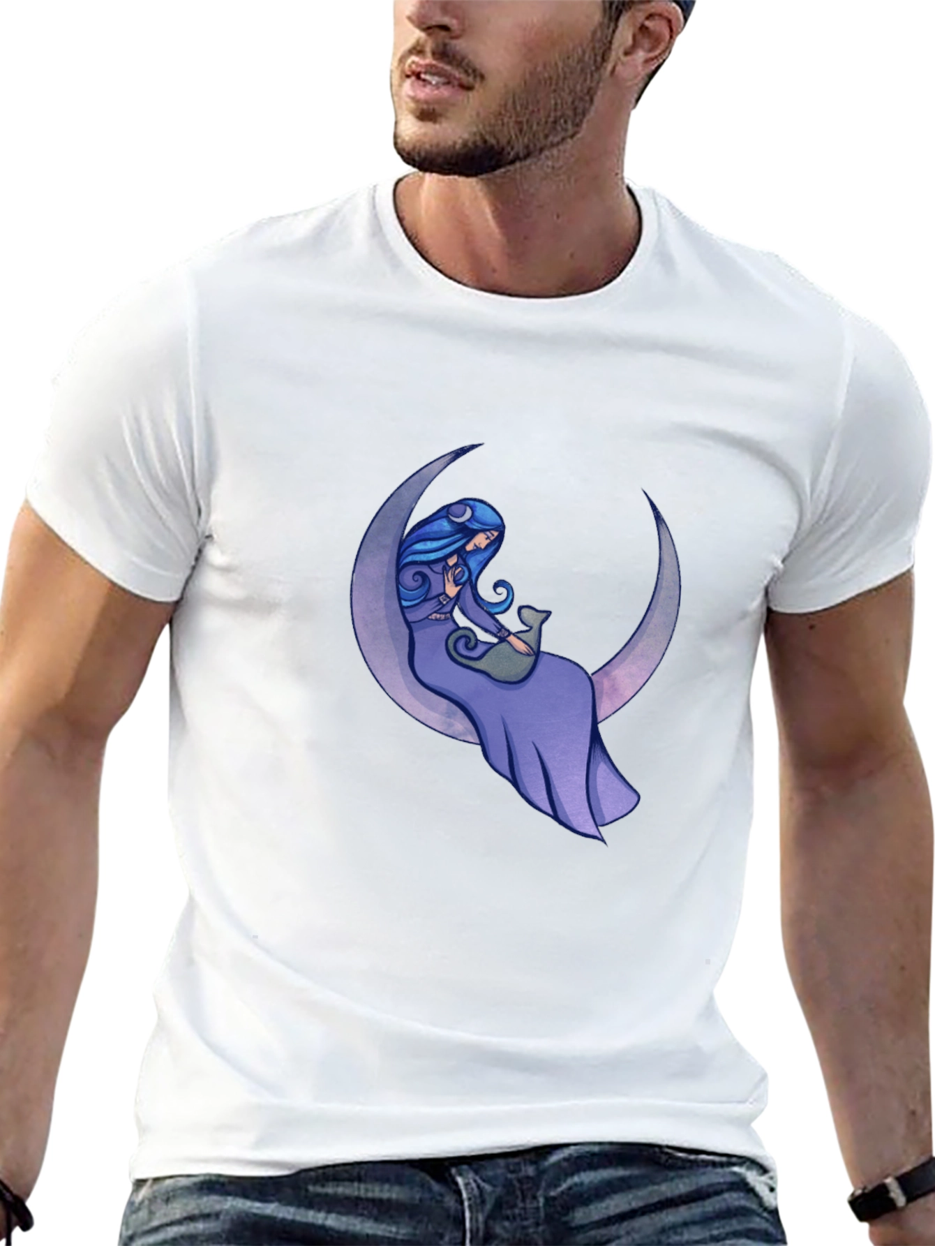 Woman on Moon Graphic T-Shirt - Black