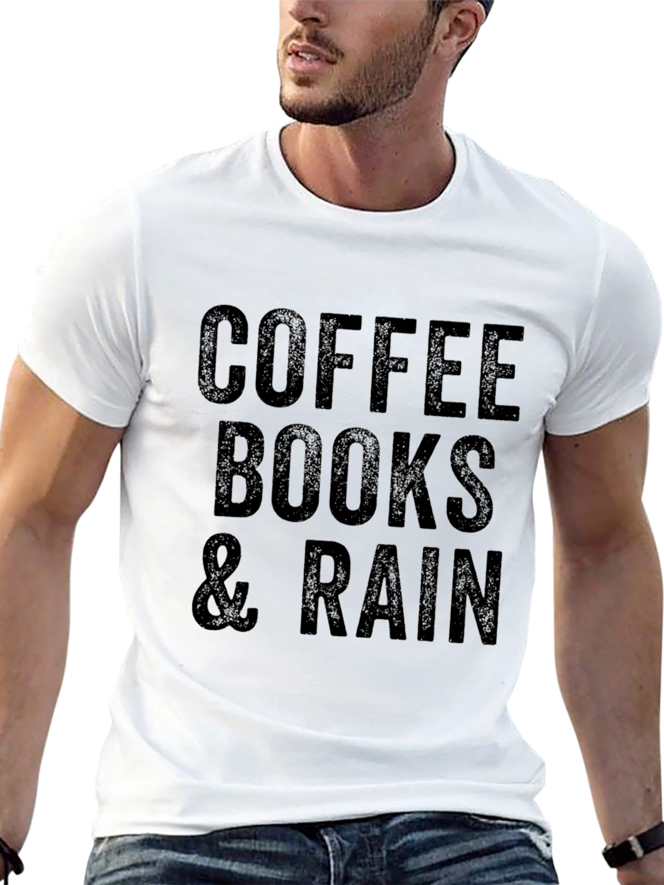 Coffee Books & Rain Graphic T-Shirt