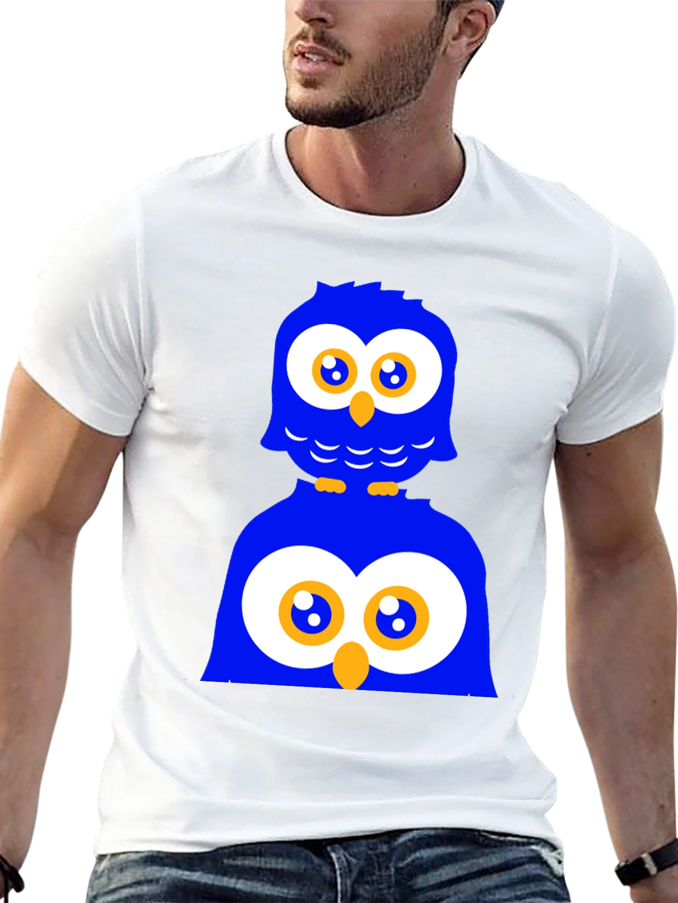 Funny Owl Graphic Print Black T-Shirt