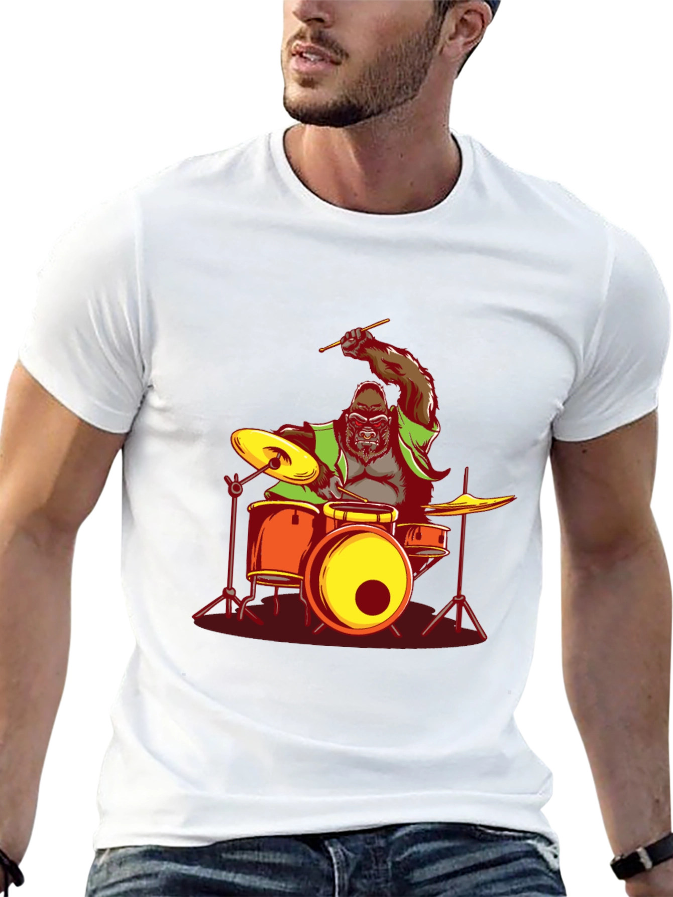 Gorilla Drummer Graphic Tee - Rock On!