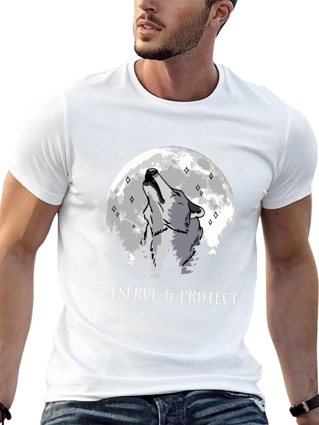 Preserve & Protect Wolf Howling at Moon T-Shirt