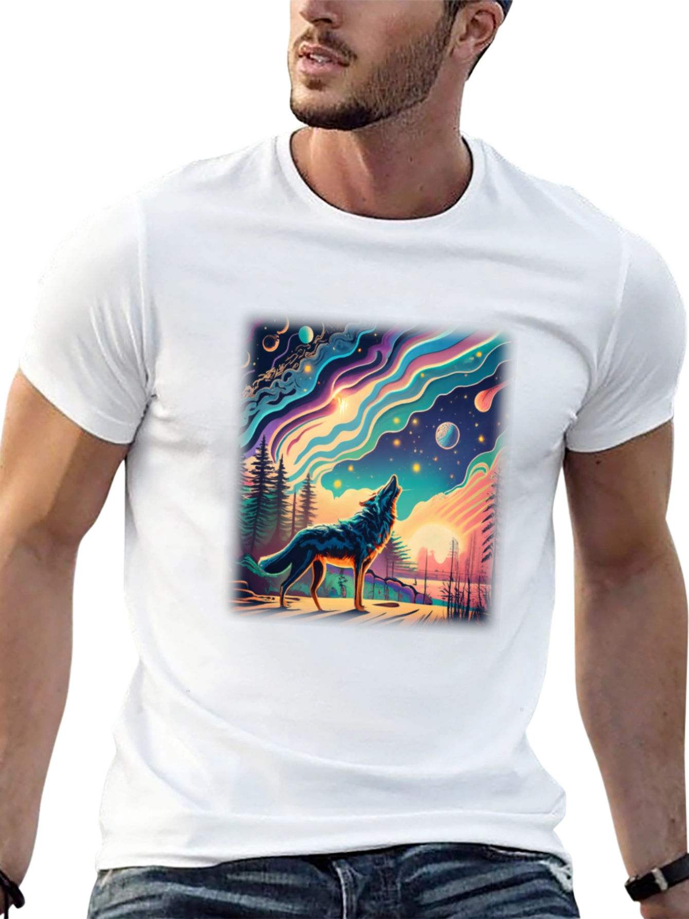 Wolf Howling at Night T-Shirt