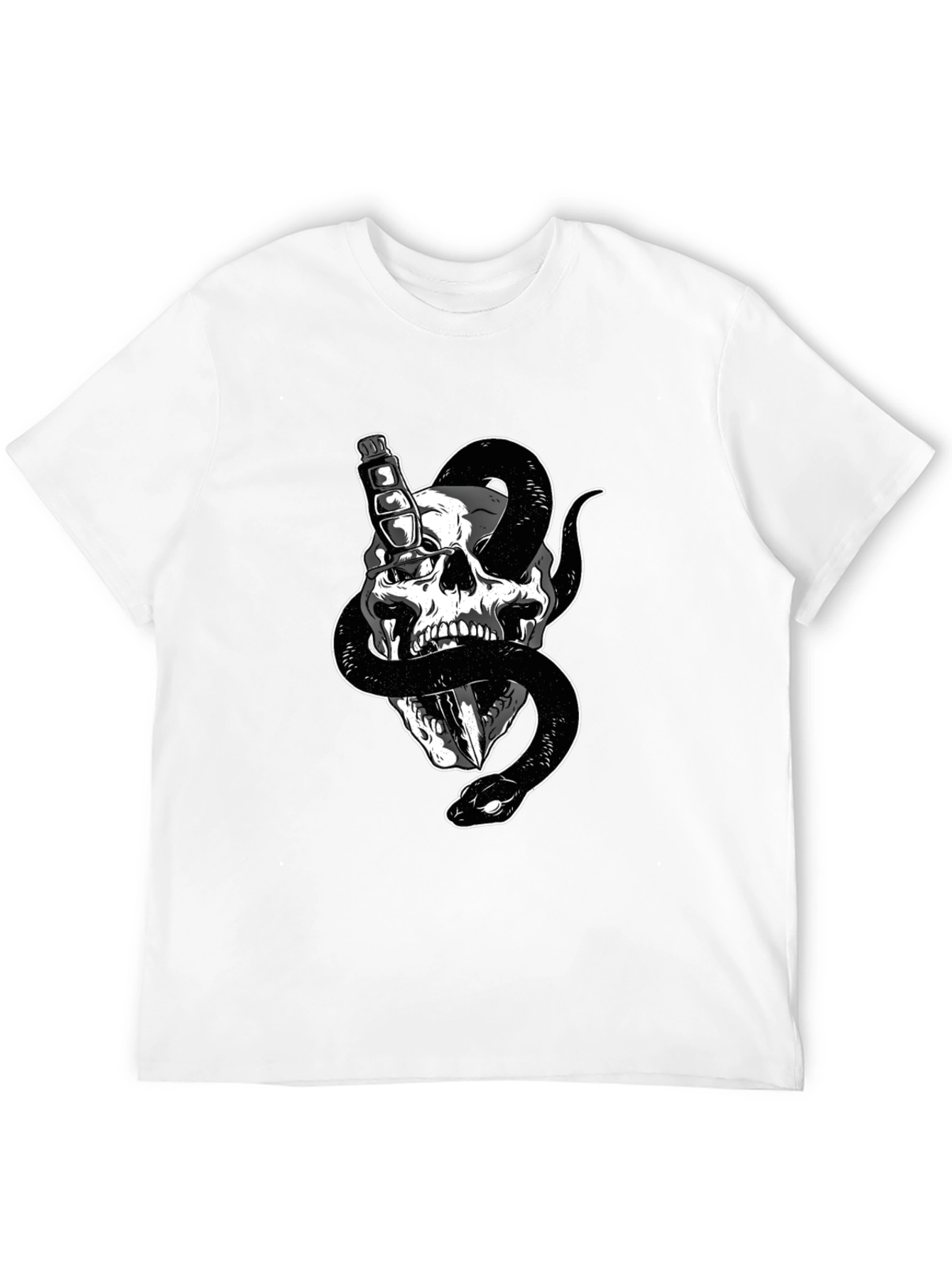 Skull & Snake Graphic Tee - Mens Black T-Shirt