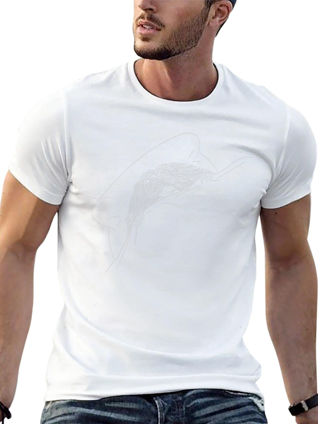 Minimalist Line Art Black T-Shirt