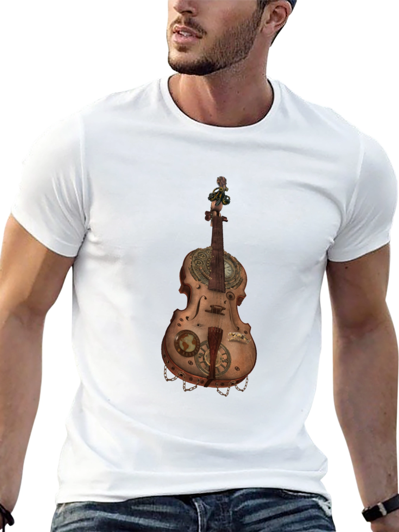 Steampunk Violin Graphic Tee - Unique Music Lover Shirt