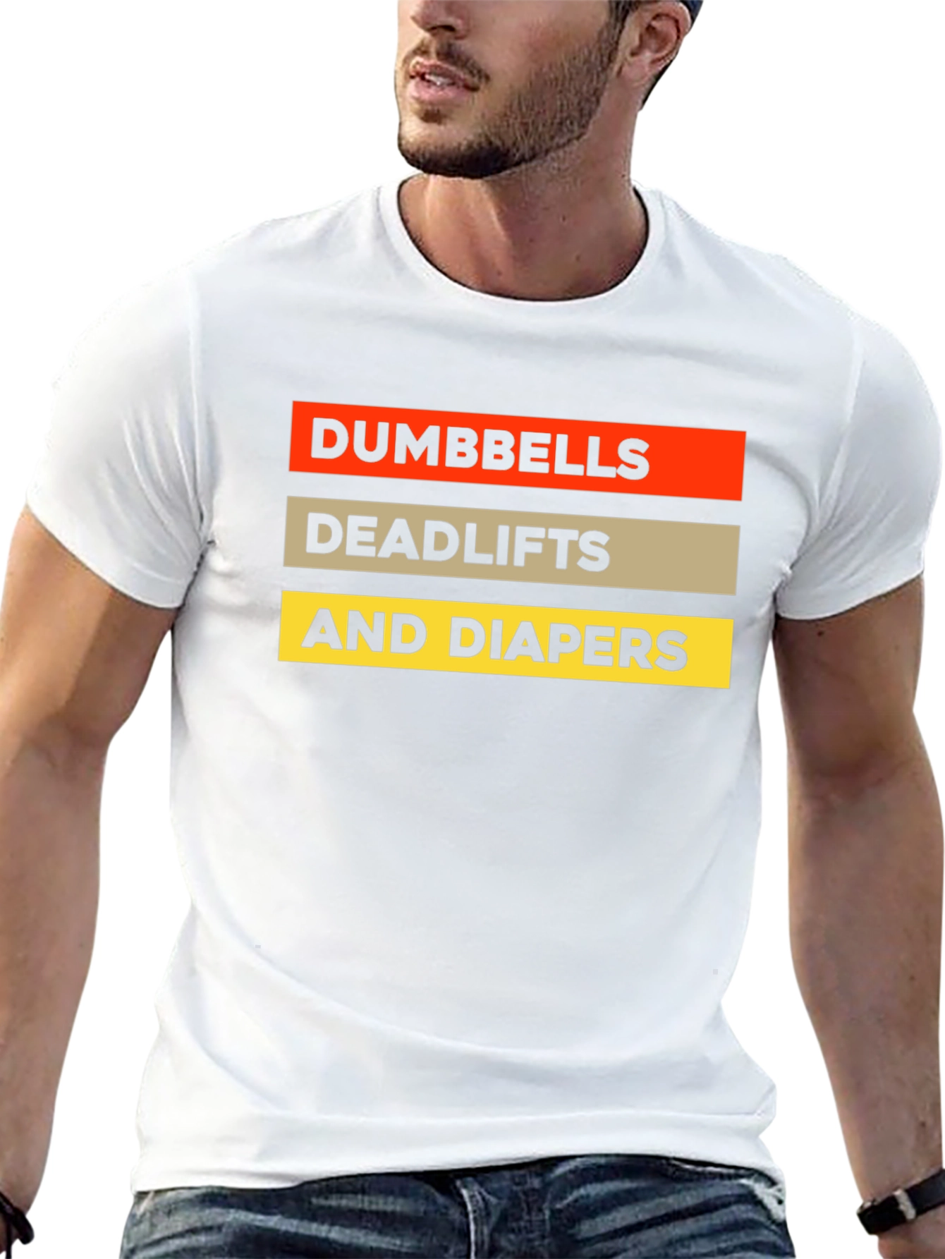 Dumbbells Deadlifts & Diapers Black Graphic T-Shirt