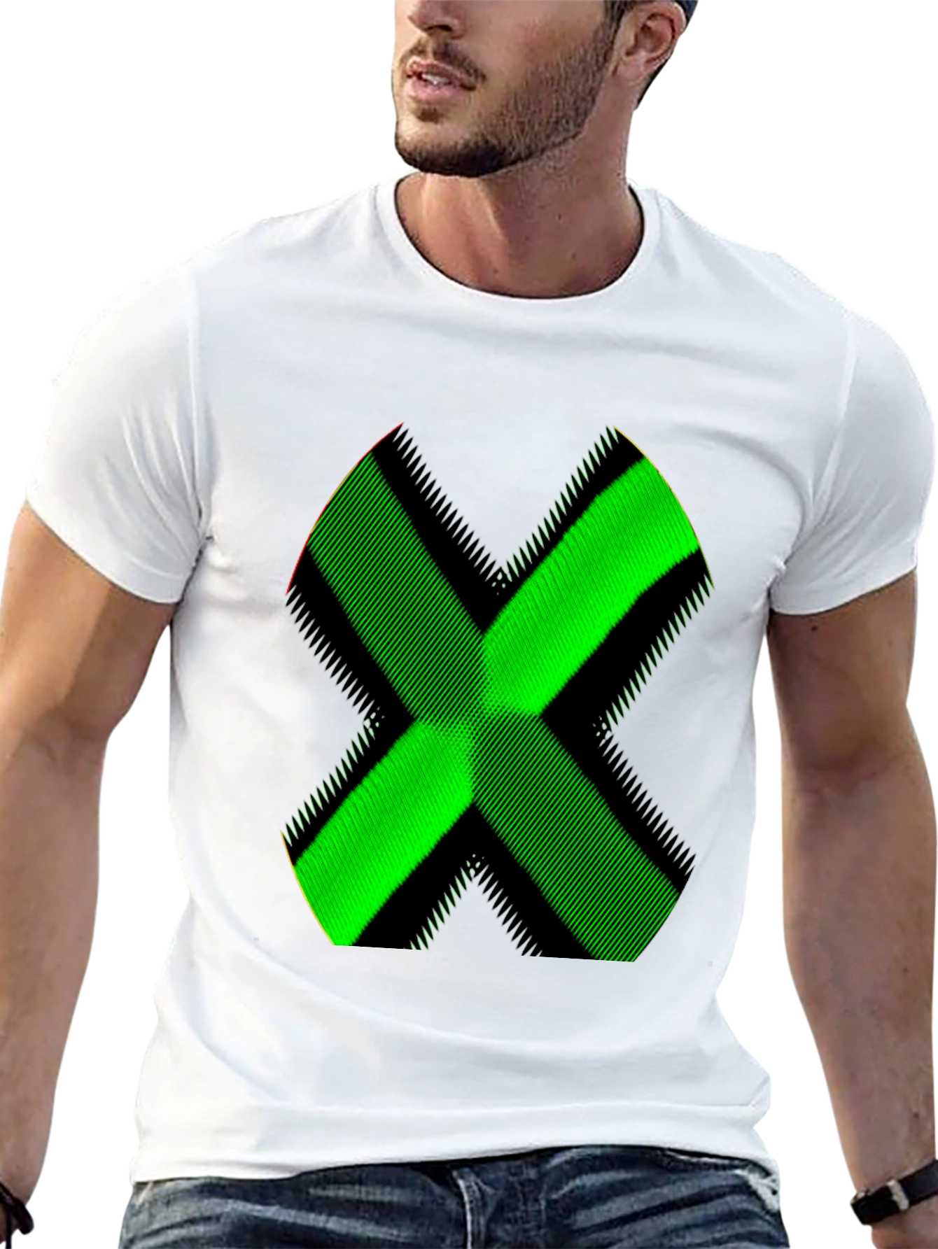 Green X Graphic Black T-Shirt