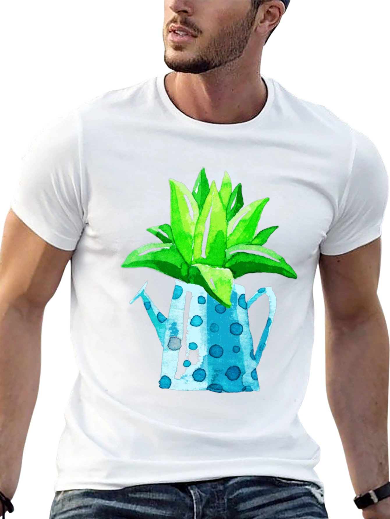 Plant Pot Graphic Tee - Black Cotton T-Shirt