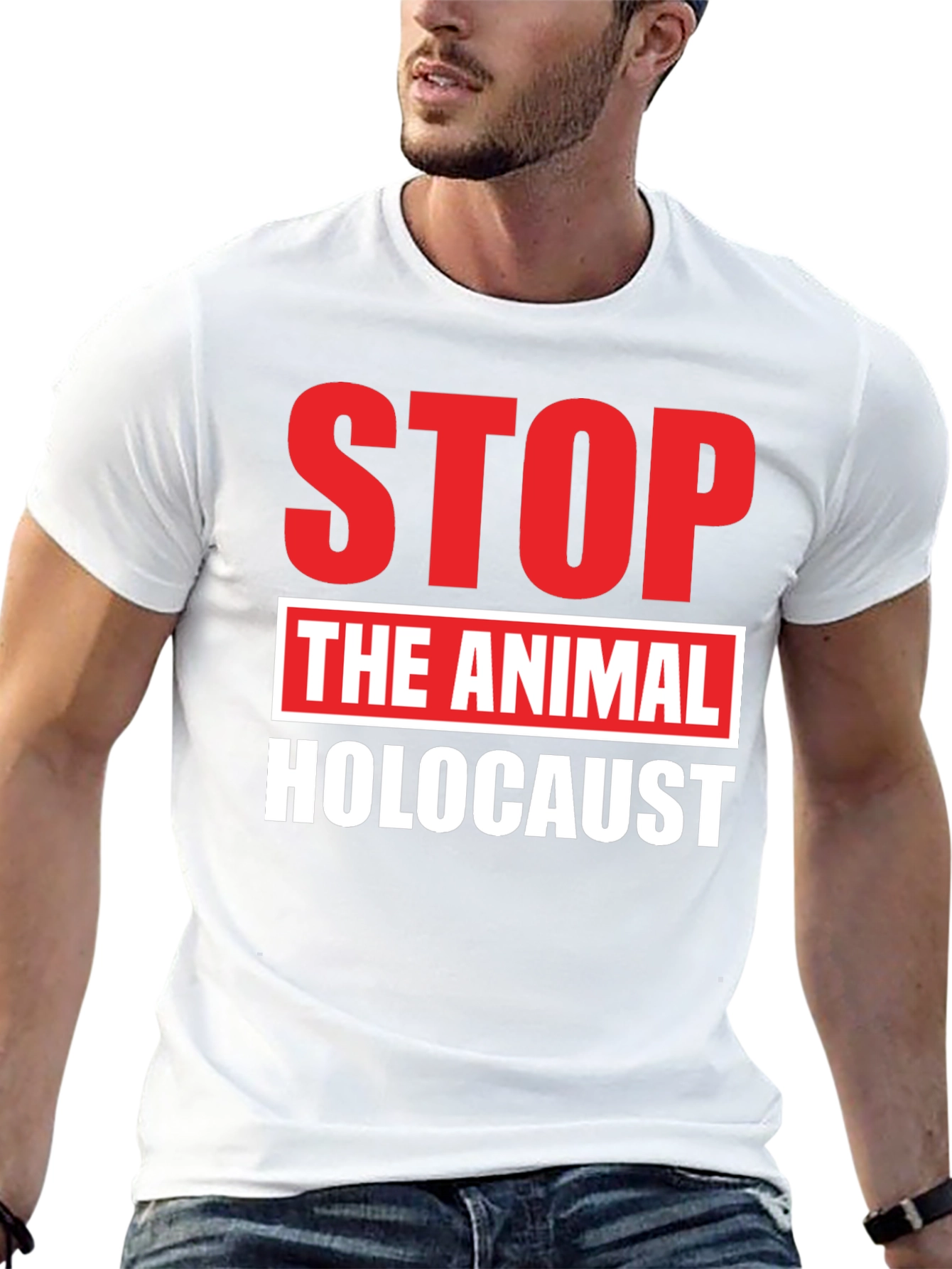 Stop Animal Holocaust Graphic Tee - Black