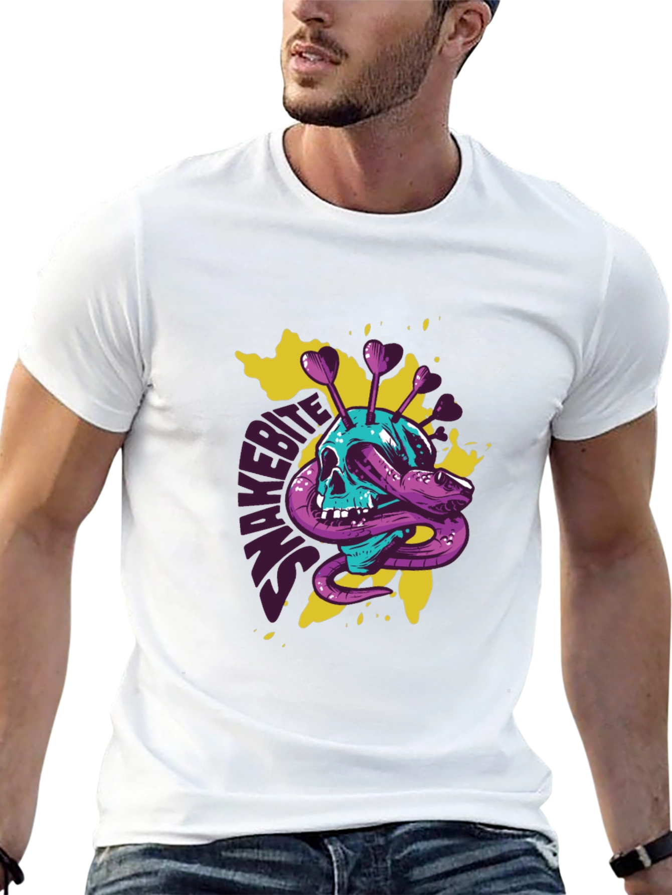 Snakebite Skull Graphic T-Shirt