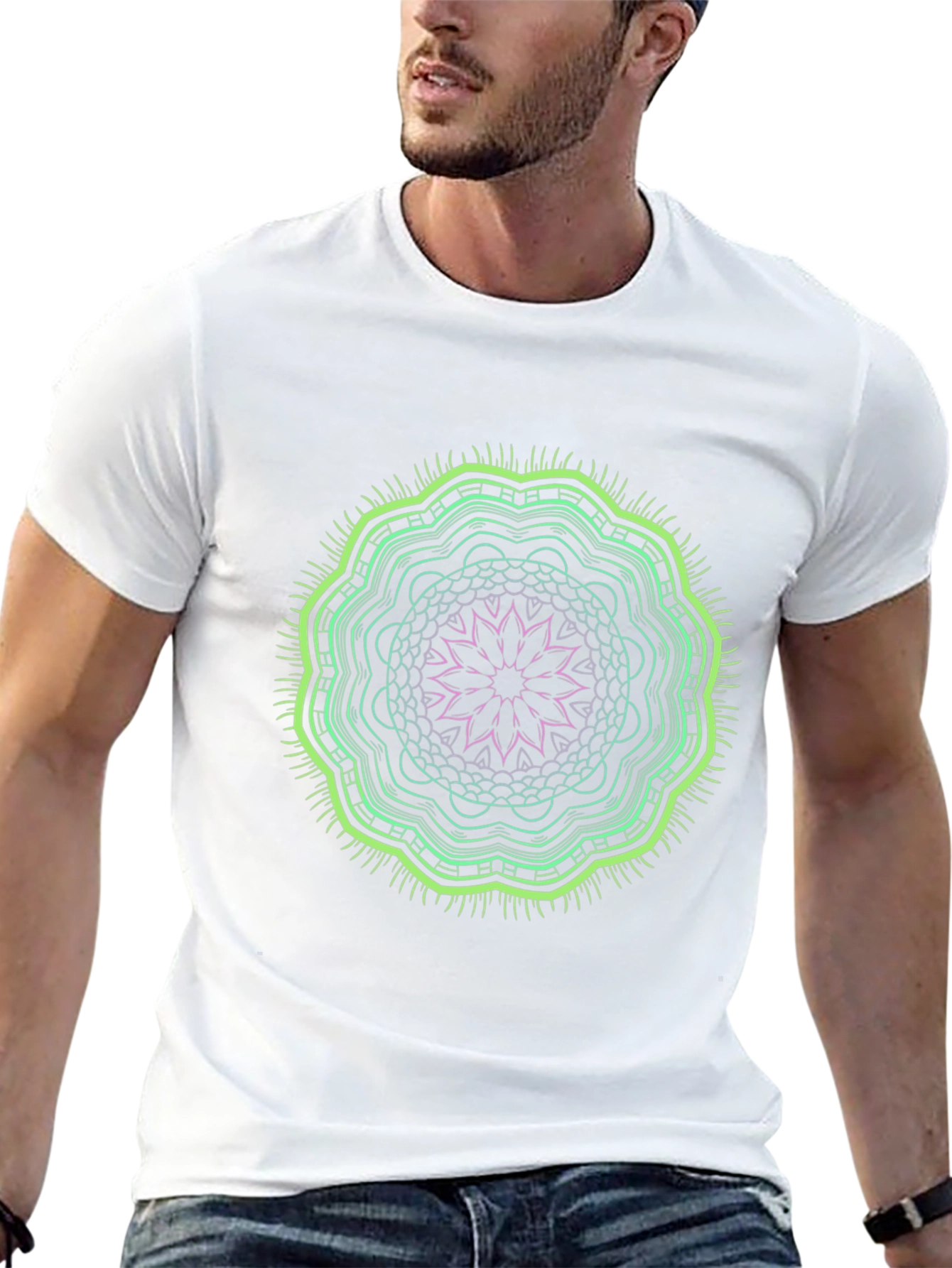 Abstract Mandala Graphic Tee - Black