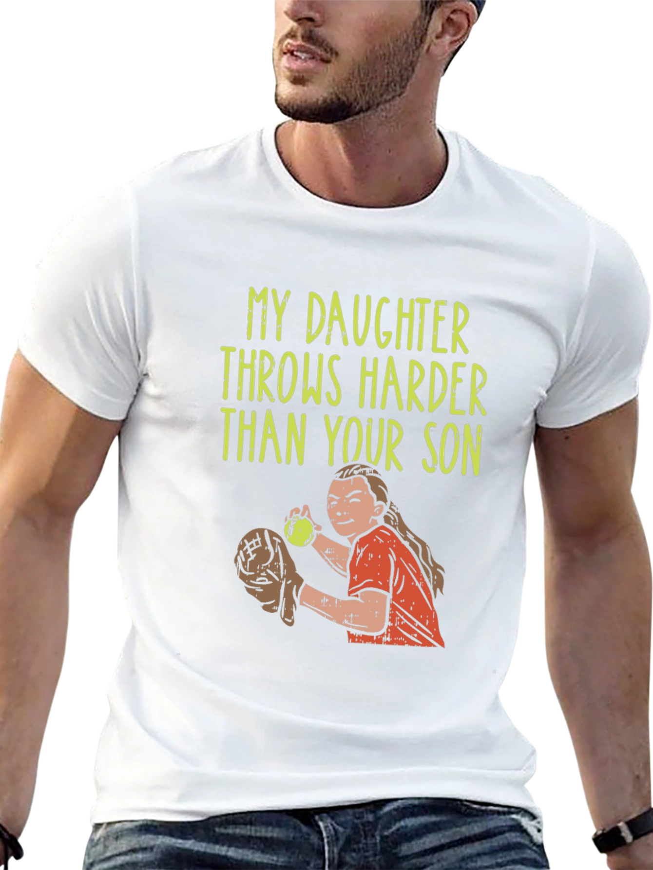 Daughter Throws Harder T-Shirt - Baseball/Softball