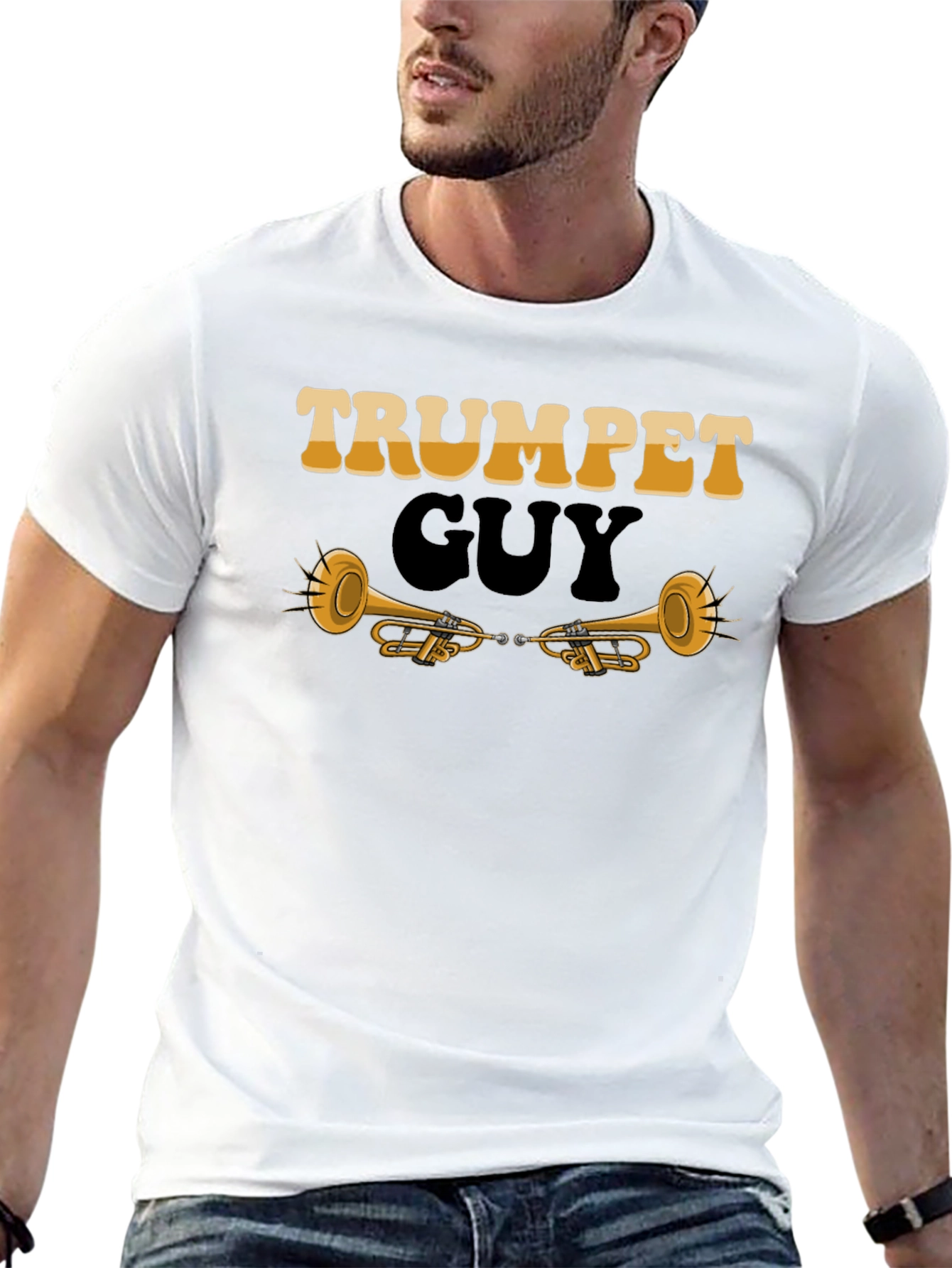 Trumpet Guy Graphic Tee - Musicians Novelty Shirt