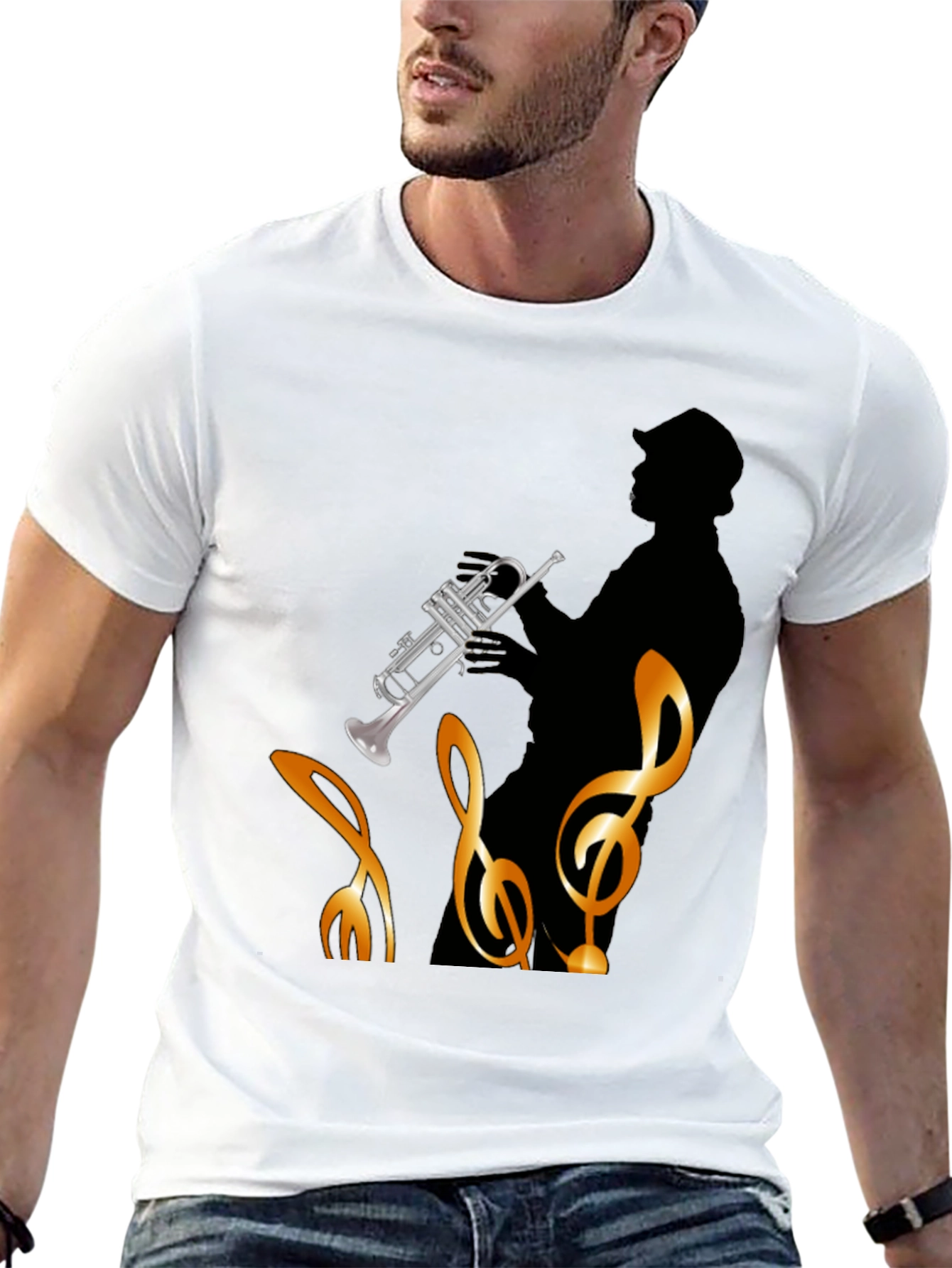 Jazz Musician Graphic T-Shirt - Black Cotton Tee