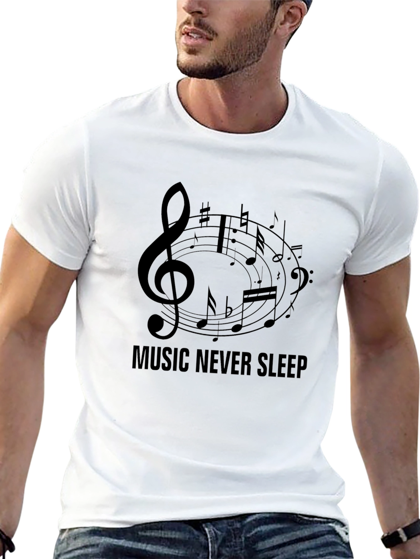 Music Never Sleeps Black Graphic Tee